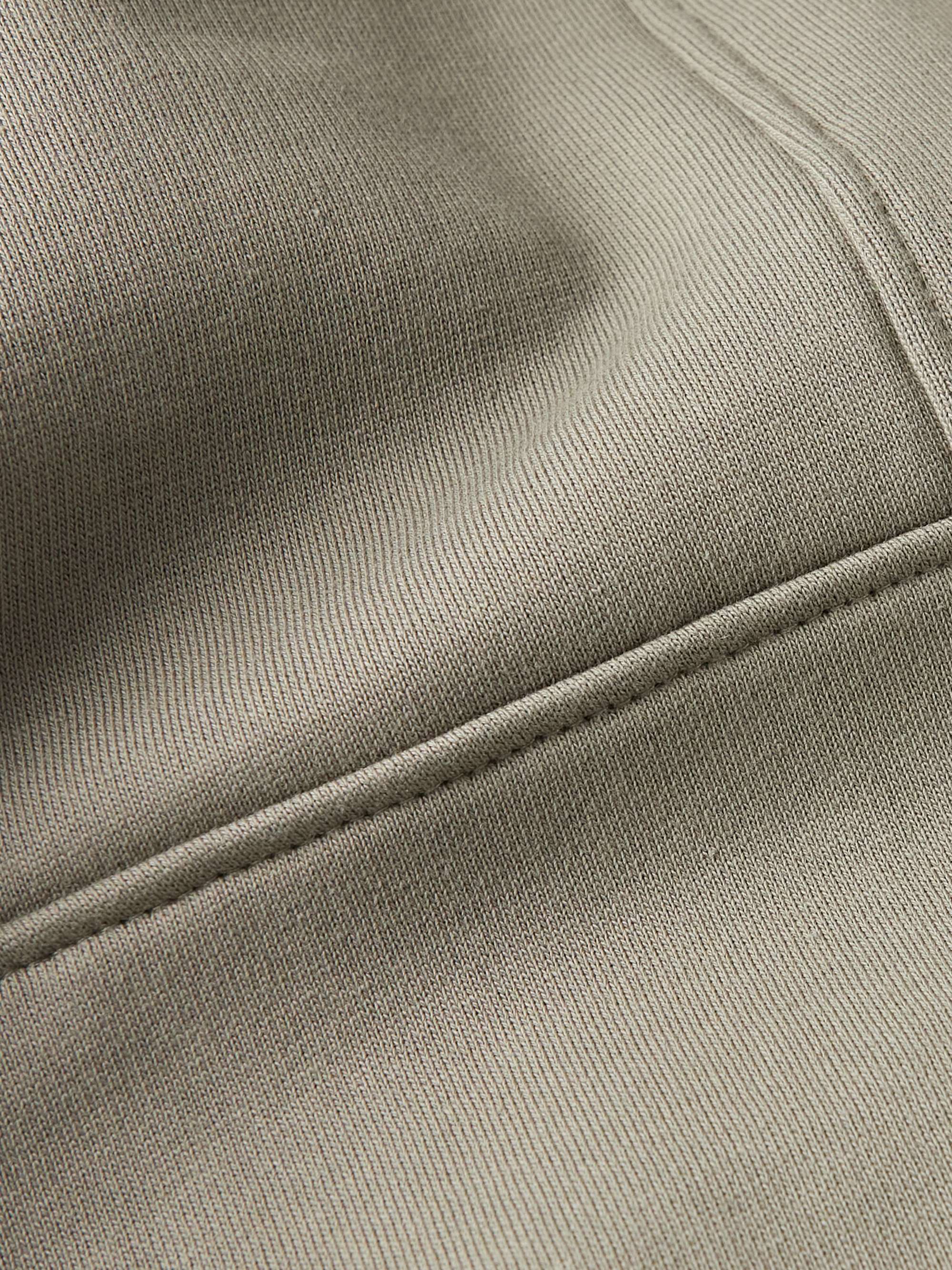 FRAME Logo-Appliquéd Panelled Cotton-Blend Jersey Hoodie