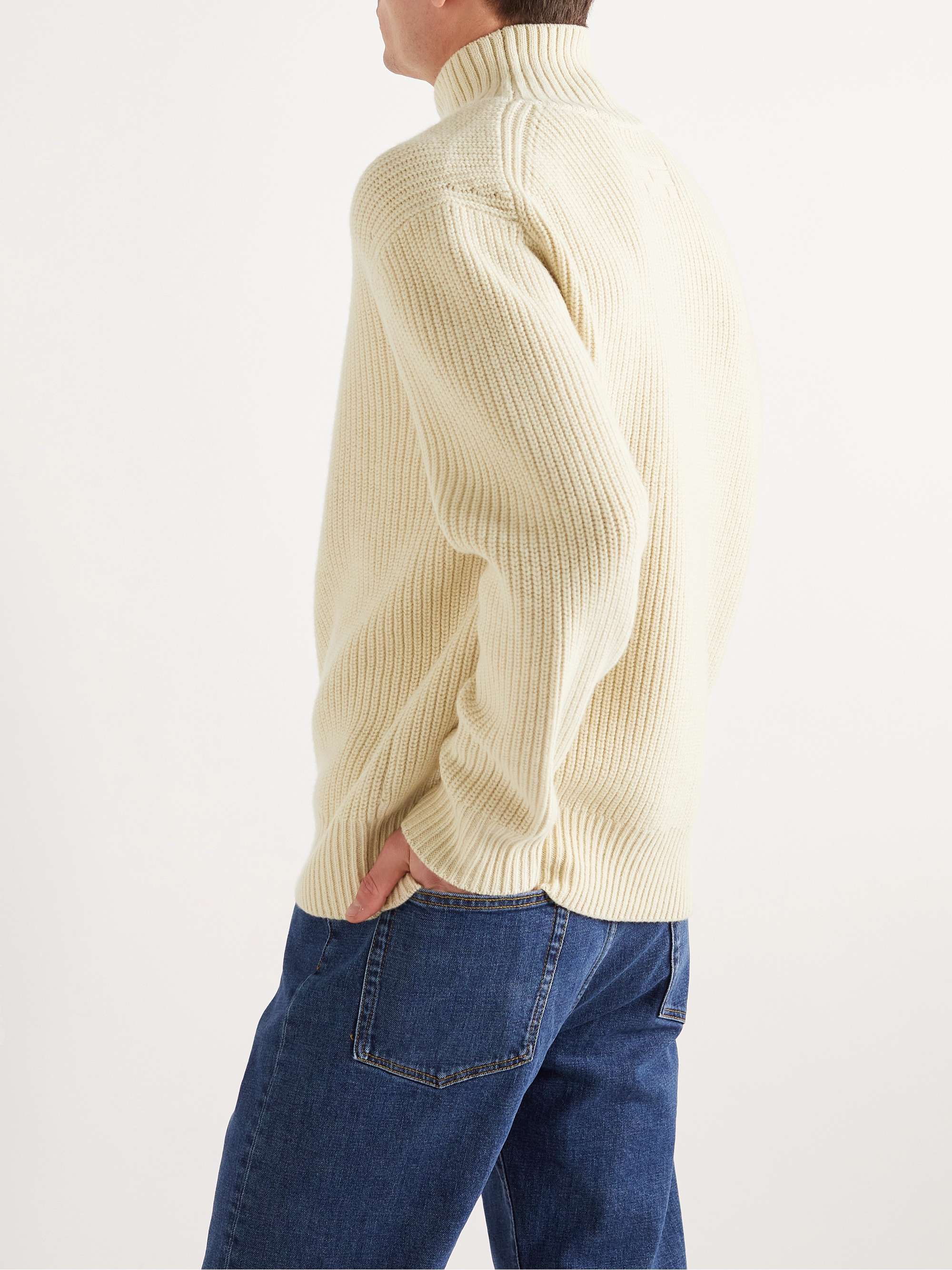 FRAME Ribbed Wool Rollneck Sweater