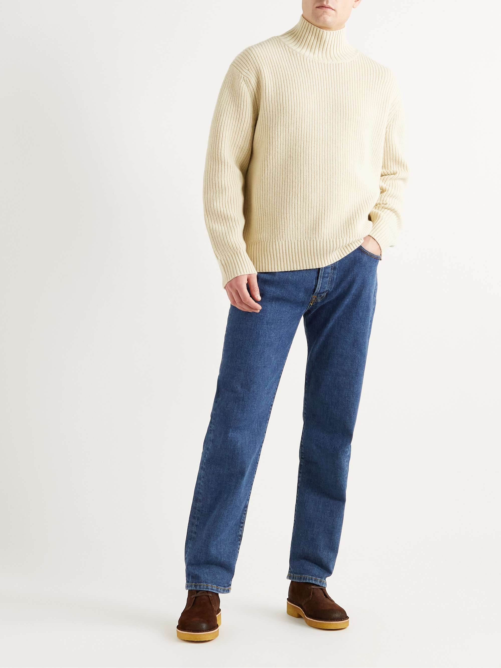 FRAME Ribbed Wool Rollneck Sweater