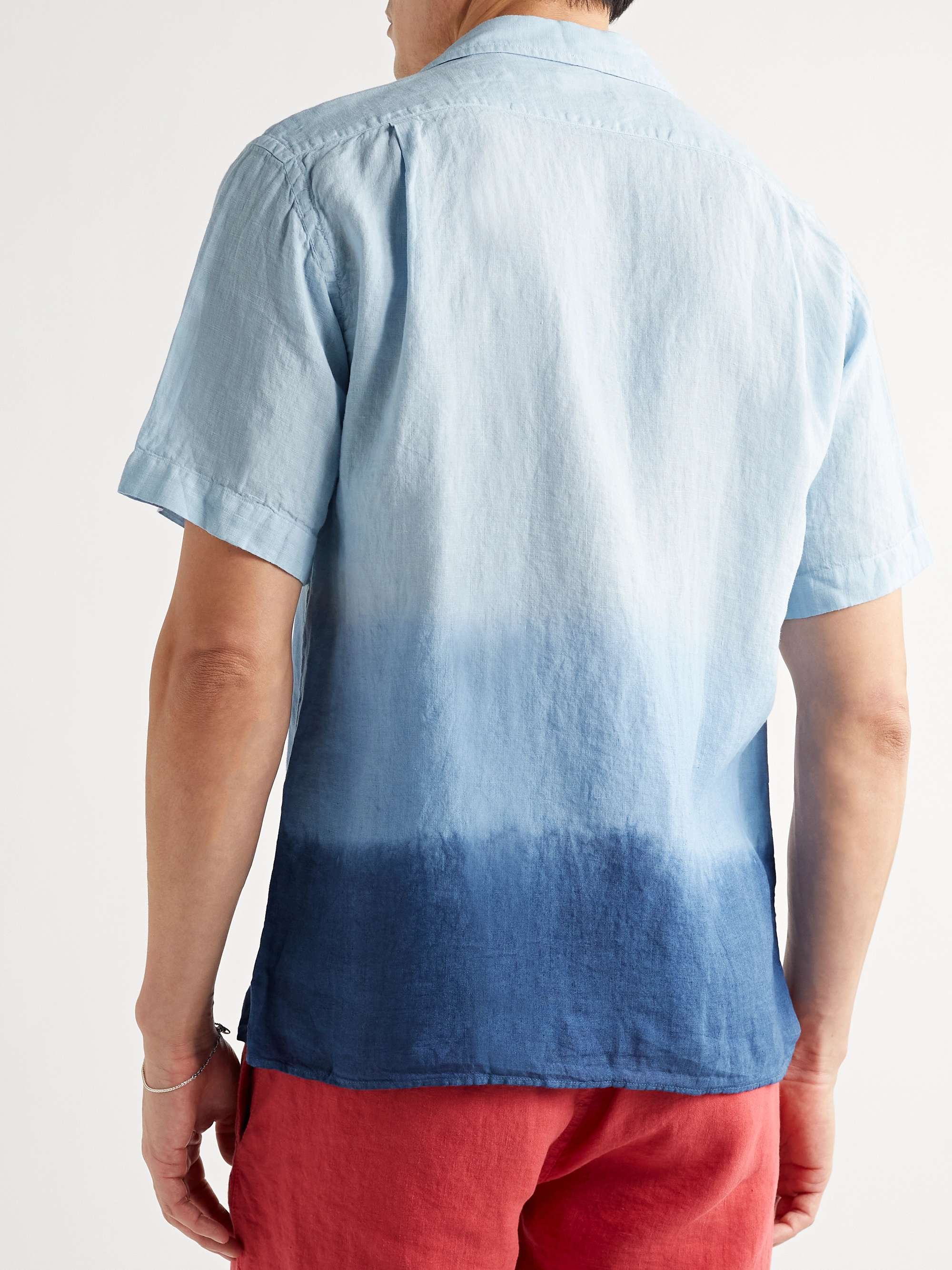 HARTFORD Palm MC Camp-Collar Dip-Dyed Linen Shirt