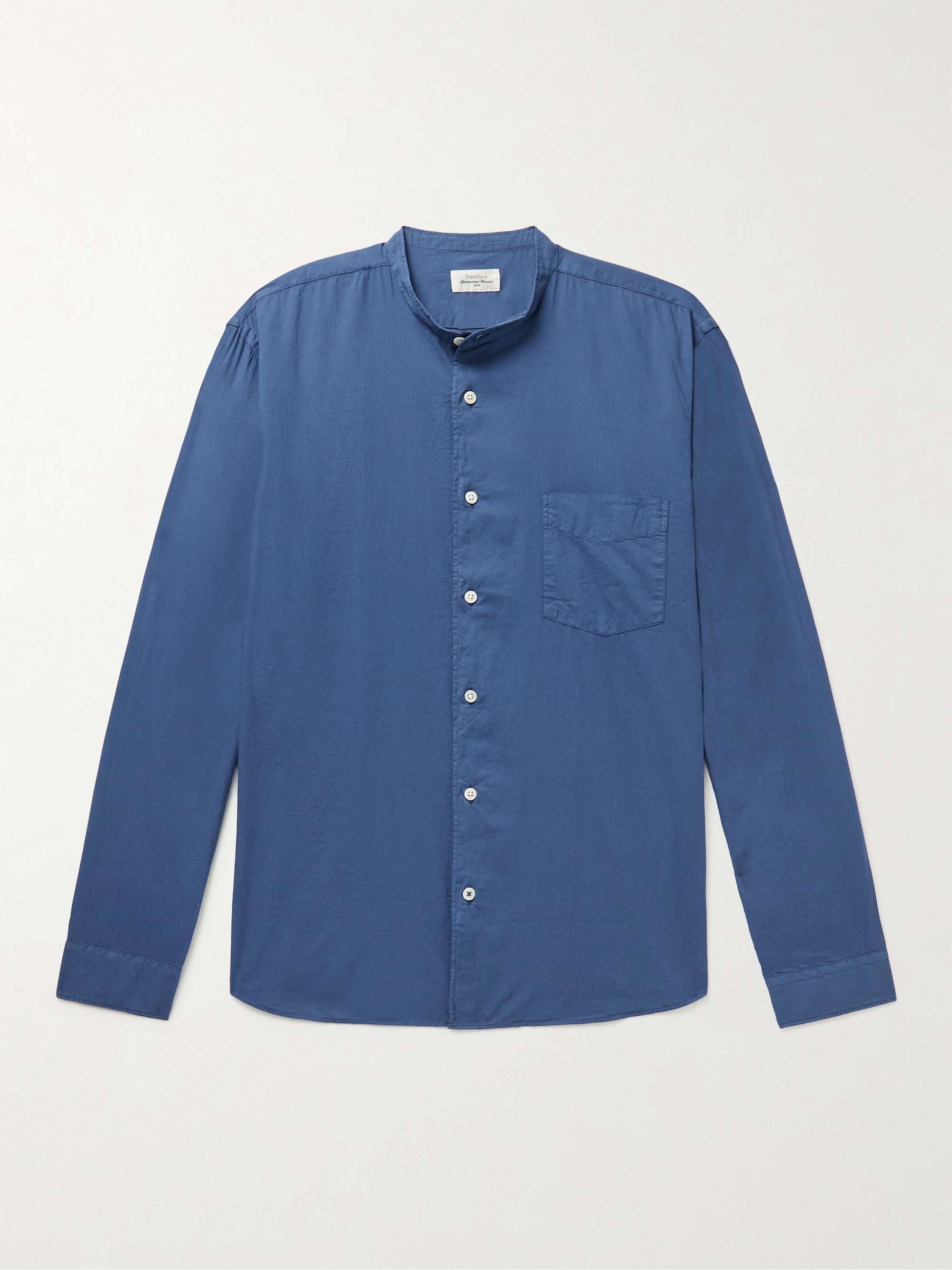 HARTFORD Pat Grandad-Collar Cotton Shirt