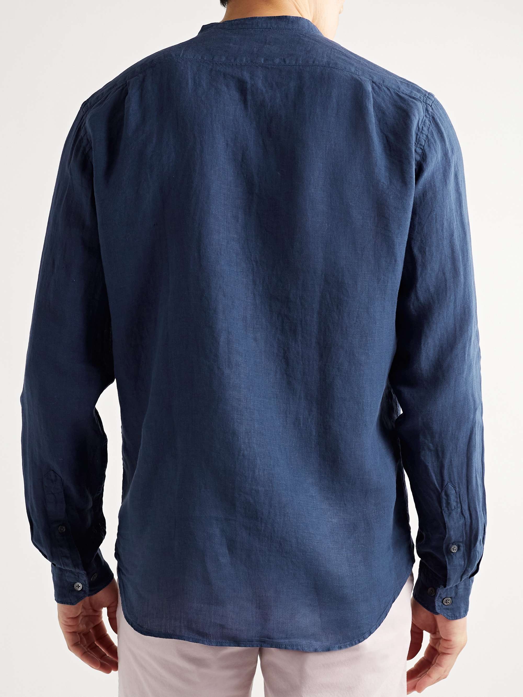 HARTFORD Pat Grandad-Collar Slub Linen Shirt
