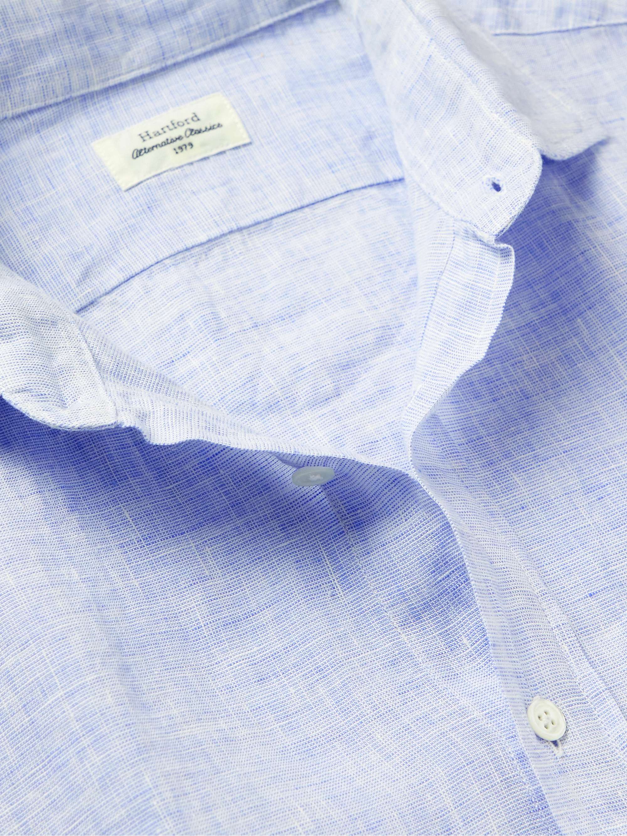 HARTFORD Paul Striped Slub Linen Shirt