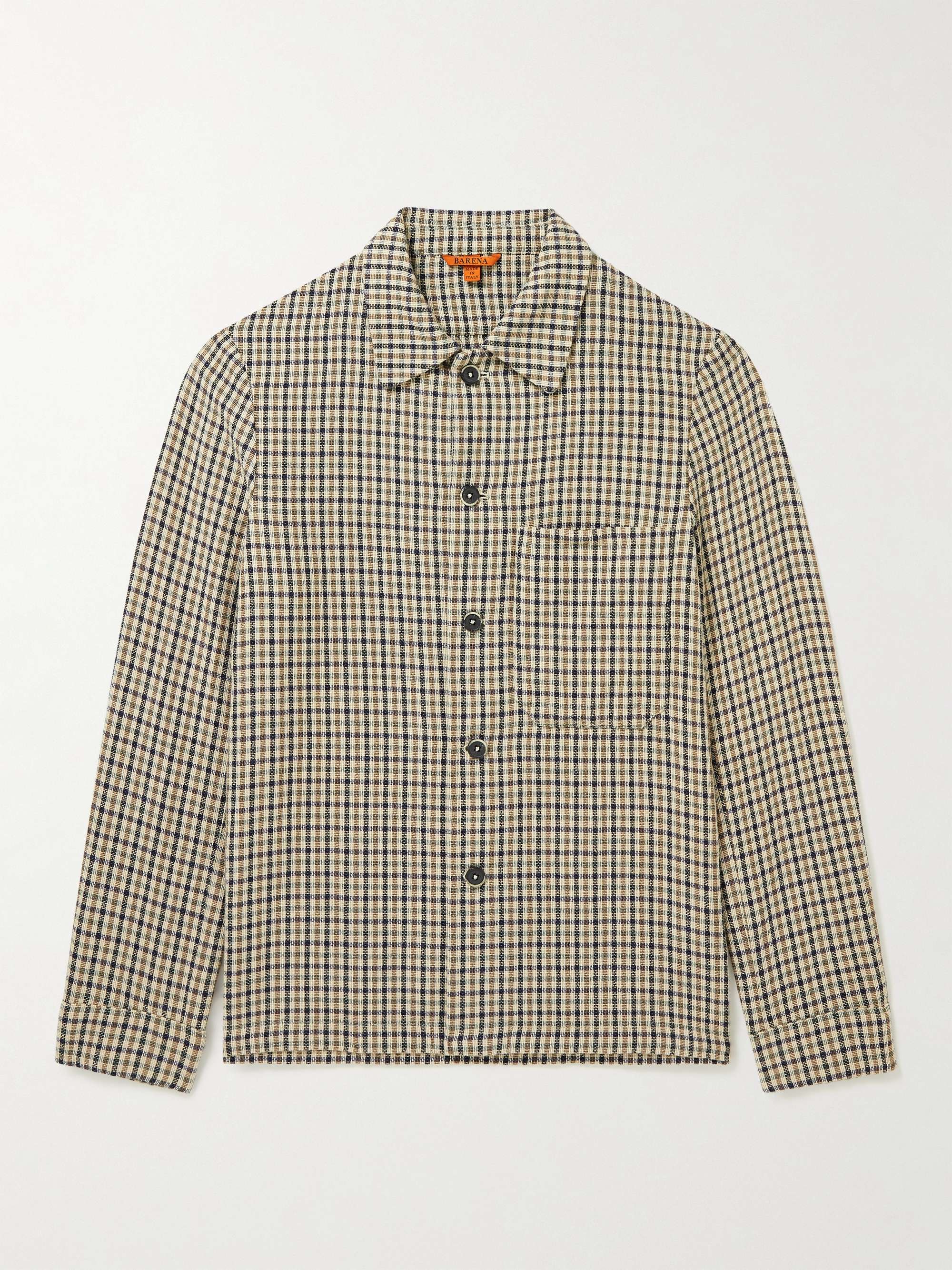BARENA Checked Cotton and Linen-Blend Overshirt
