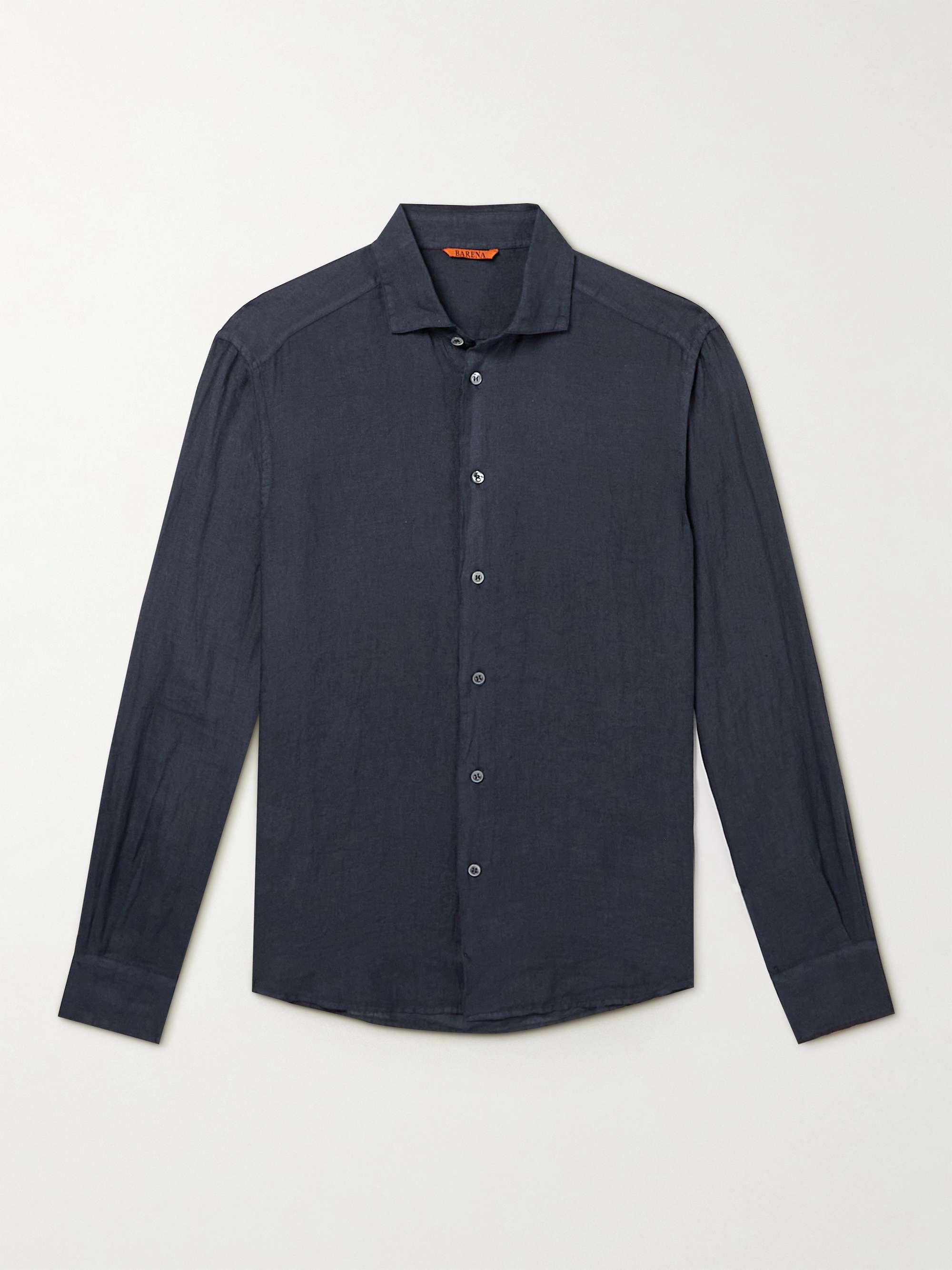 BARENA Peromo Telino Cutaway-Collar Linen Shirt