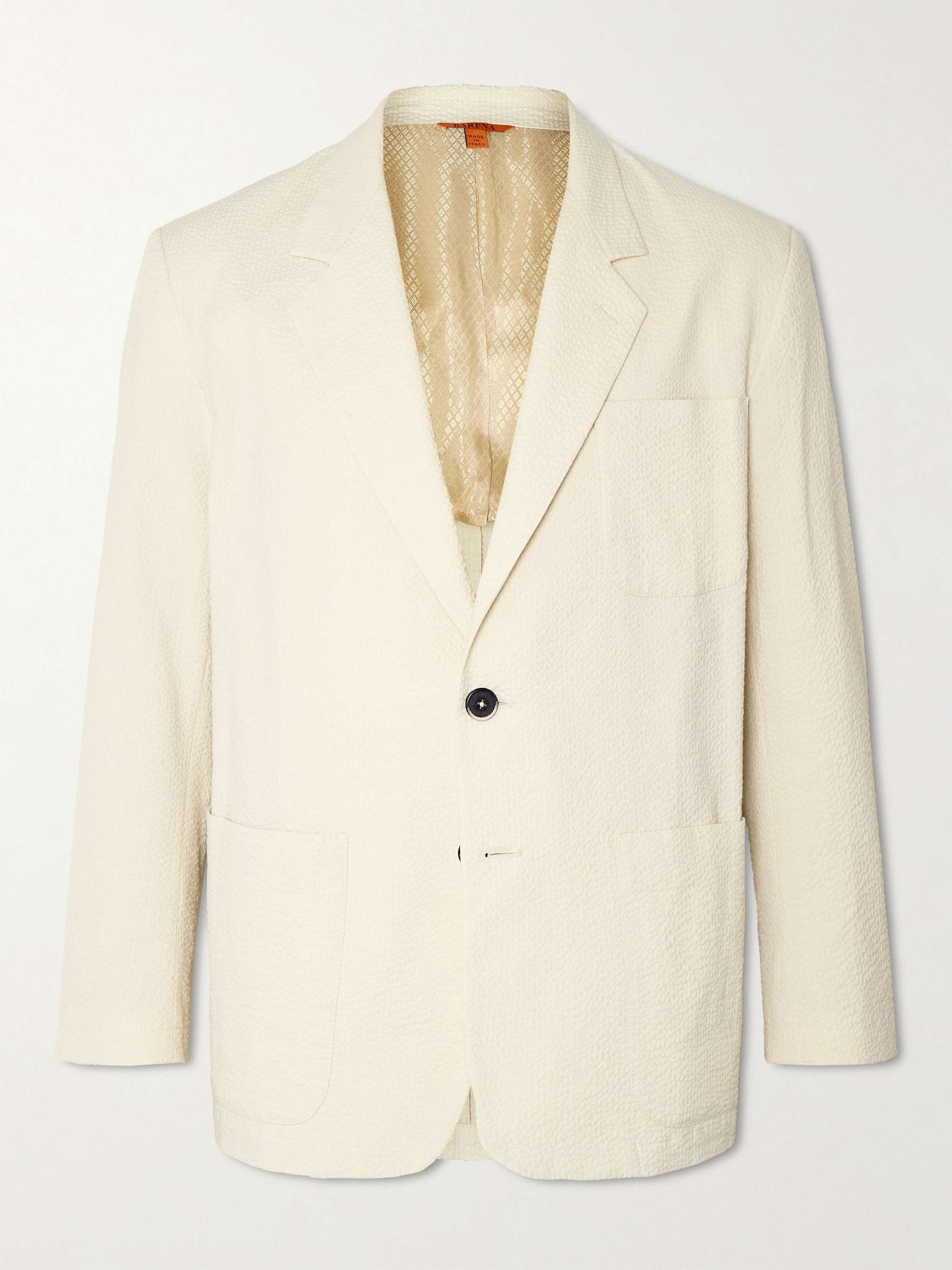 BARENA Unstructured Cotton-Blend Seersucker Suit Jacket