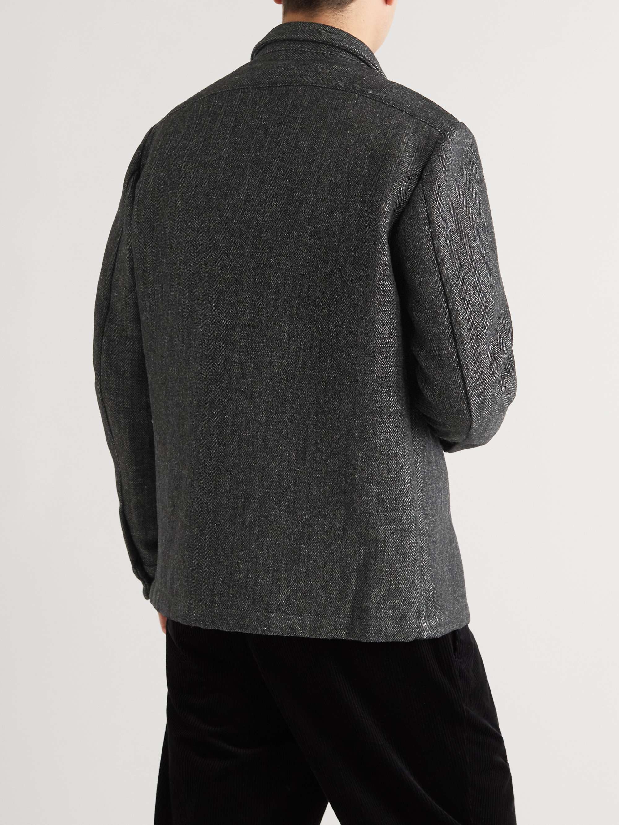 BARENA Herringbone Wool-Blend Shirt Jacket