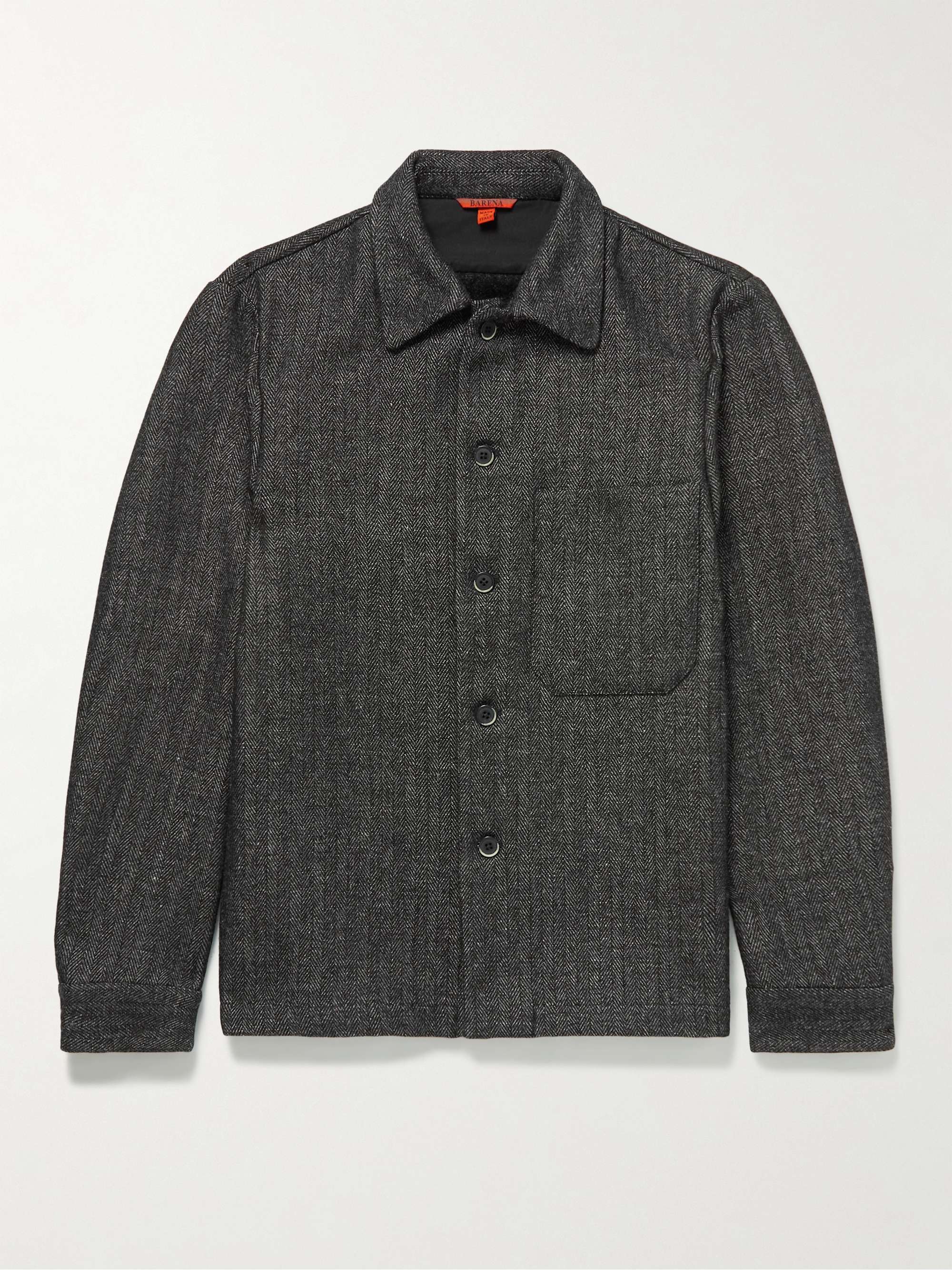 BARENA Herringbone Wool-Blend Shirt Jacket