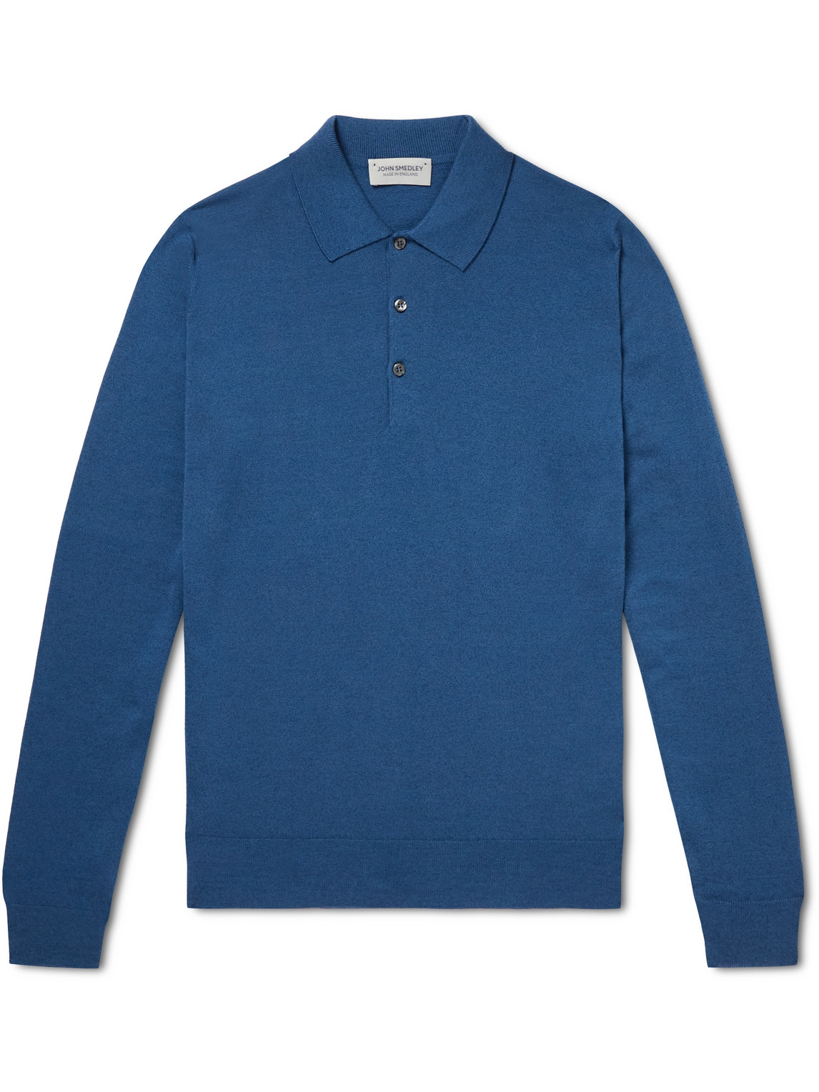 John Smedley Belper Merino Wool And Sea Island Cotton-blend Polo Shirt In Blue