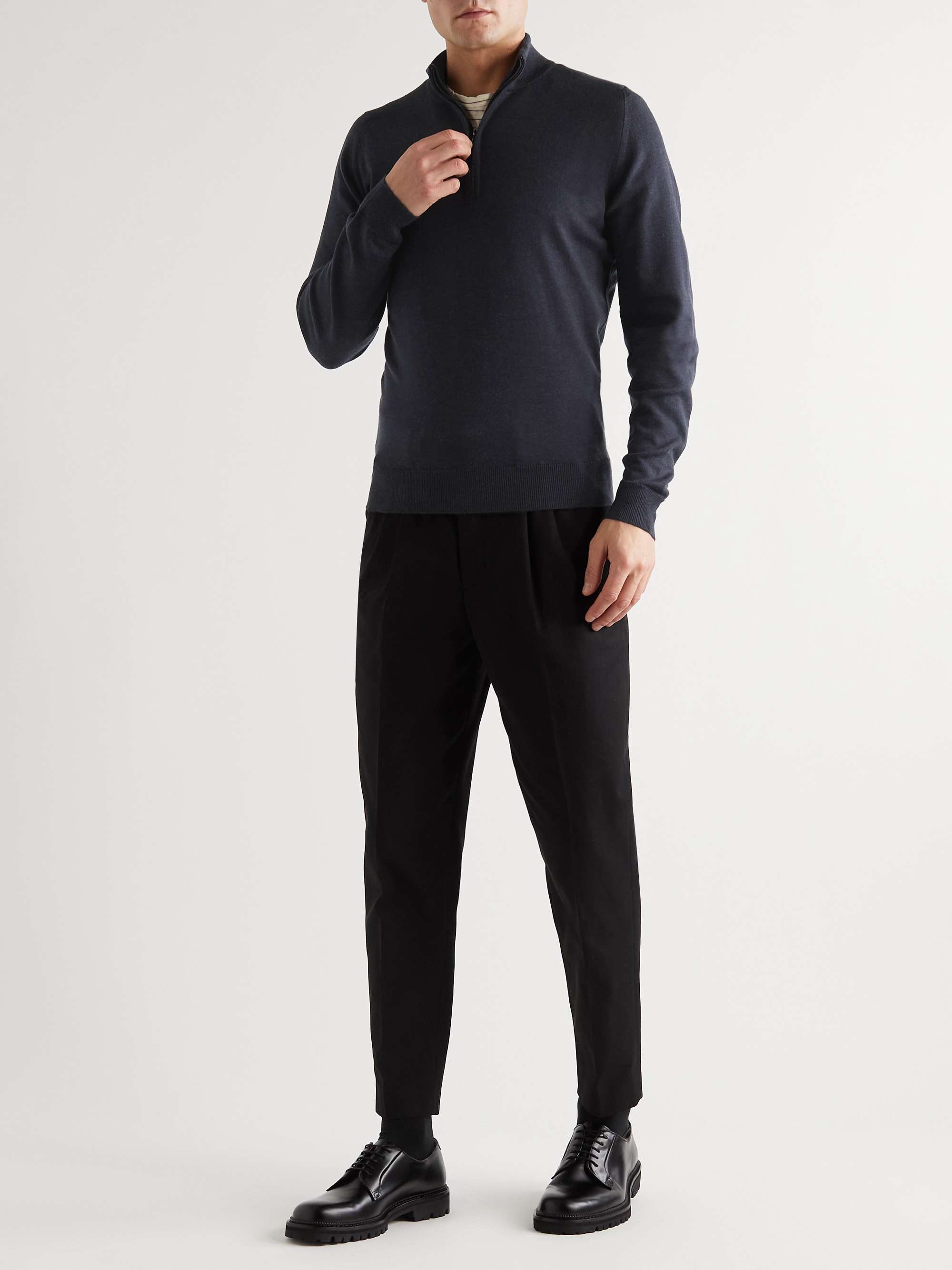 JOHN SMEDLEY Tapton Slim-Fit Merino Wool Half-Zip Sweater