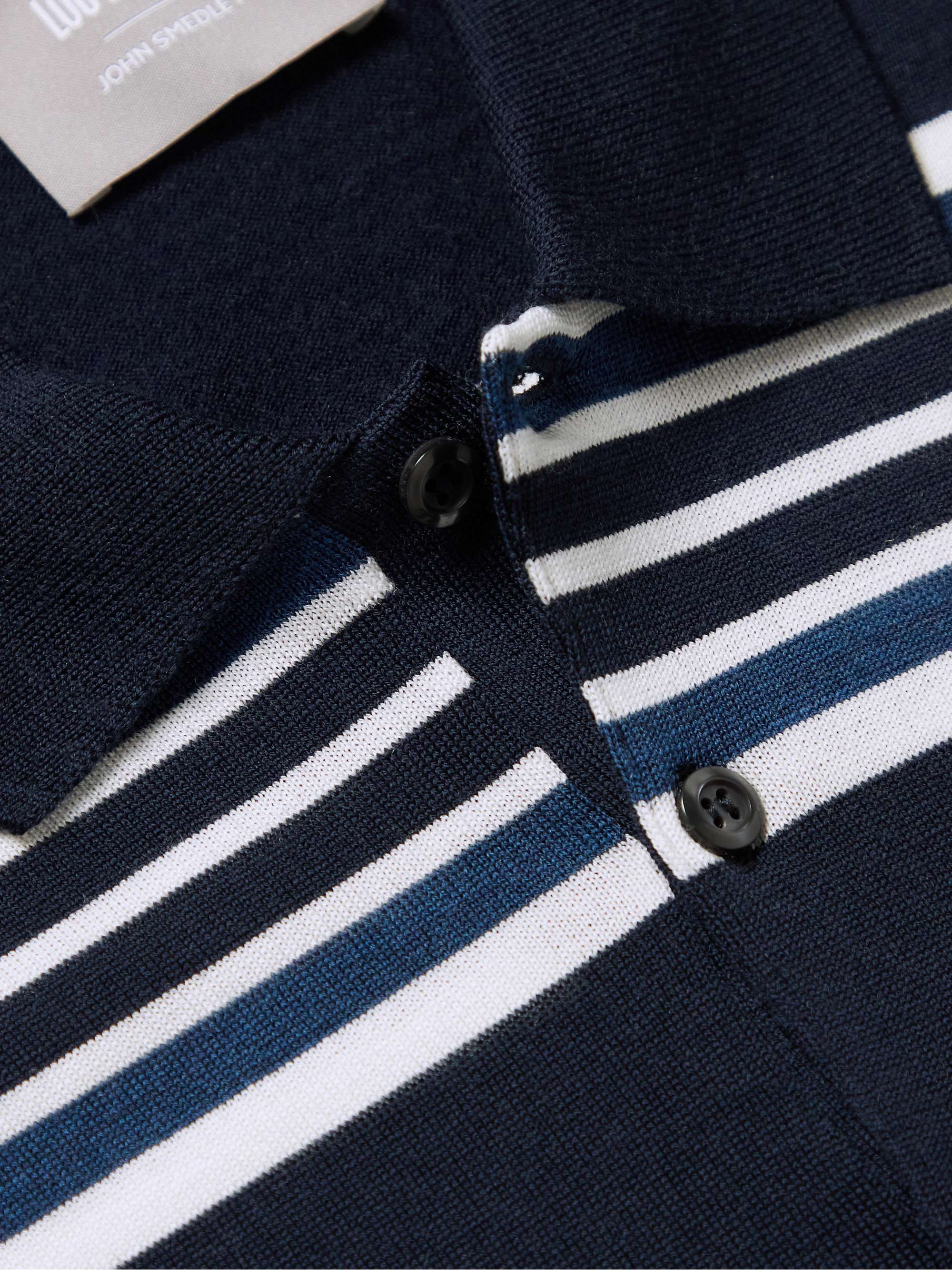 + Lou Dalton Halstead Slim-Fit Striped Merino Wool Polo Shirt