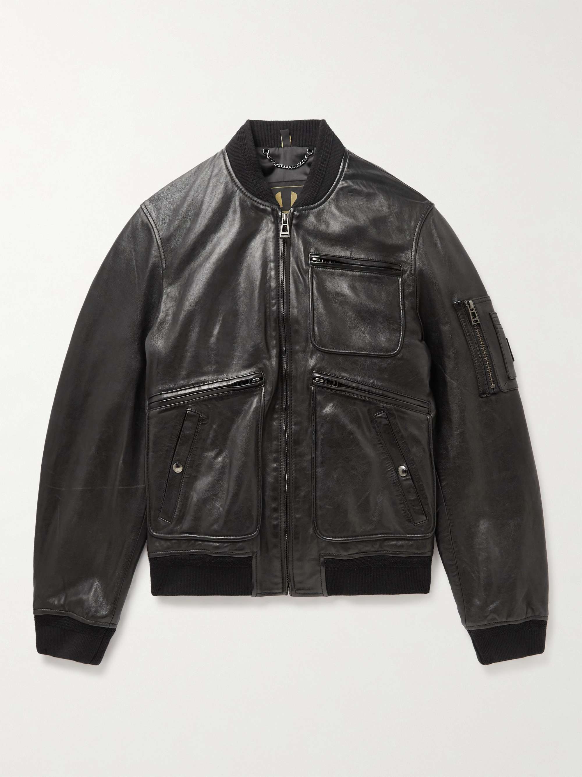 mrporter.com | Finsbury Logo-Appliquéd Leather Bomber Jacket