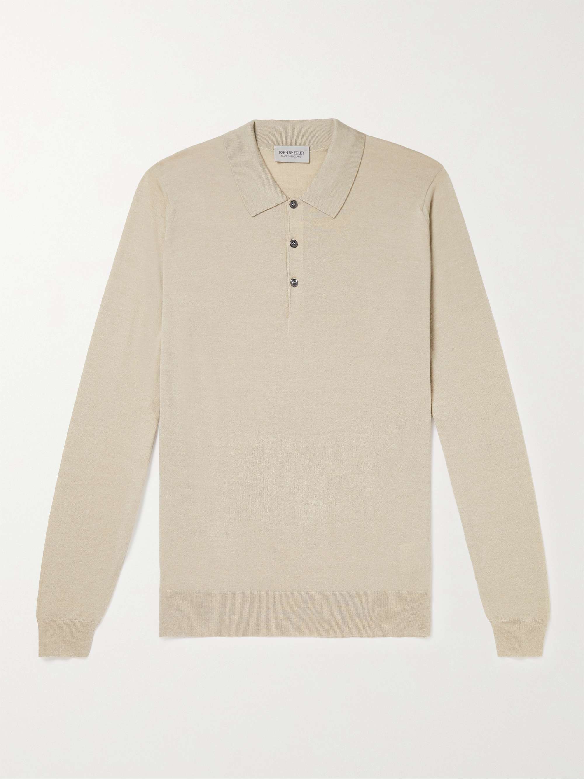JOHN SMEDLEY Belper Merino Wool and Sea Island Cotton-Blend Polo Shirt