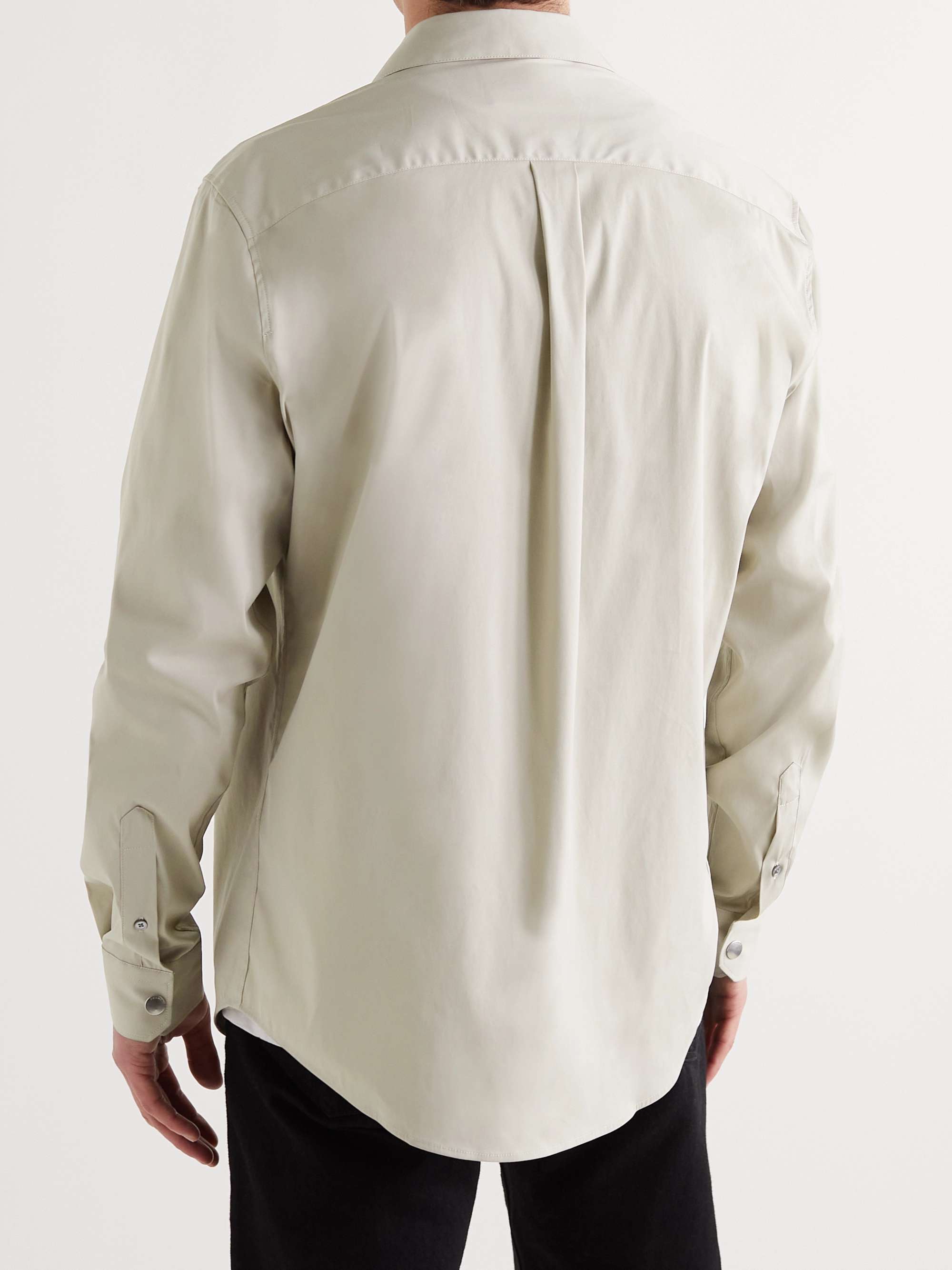 FRAME Logo-Embroidered Cotton-Blend Poplin Shirt