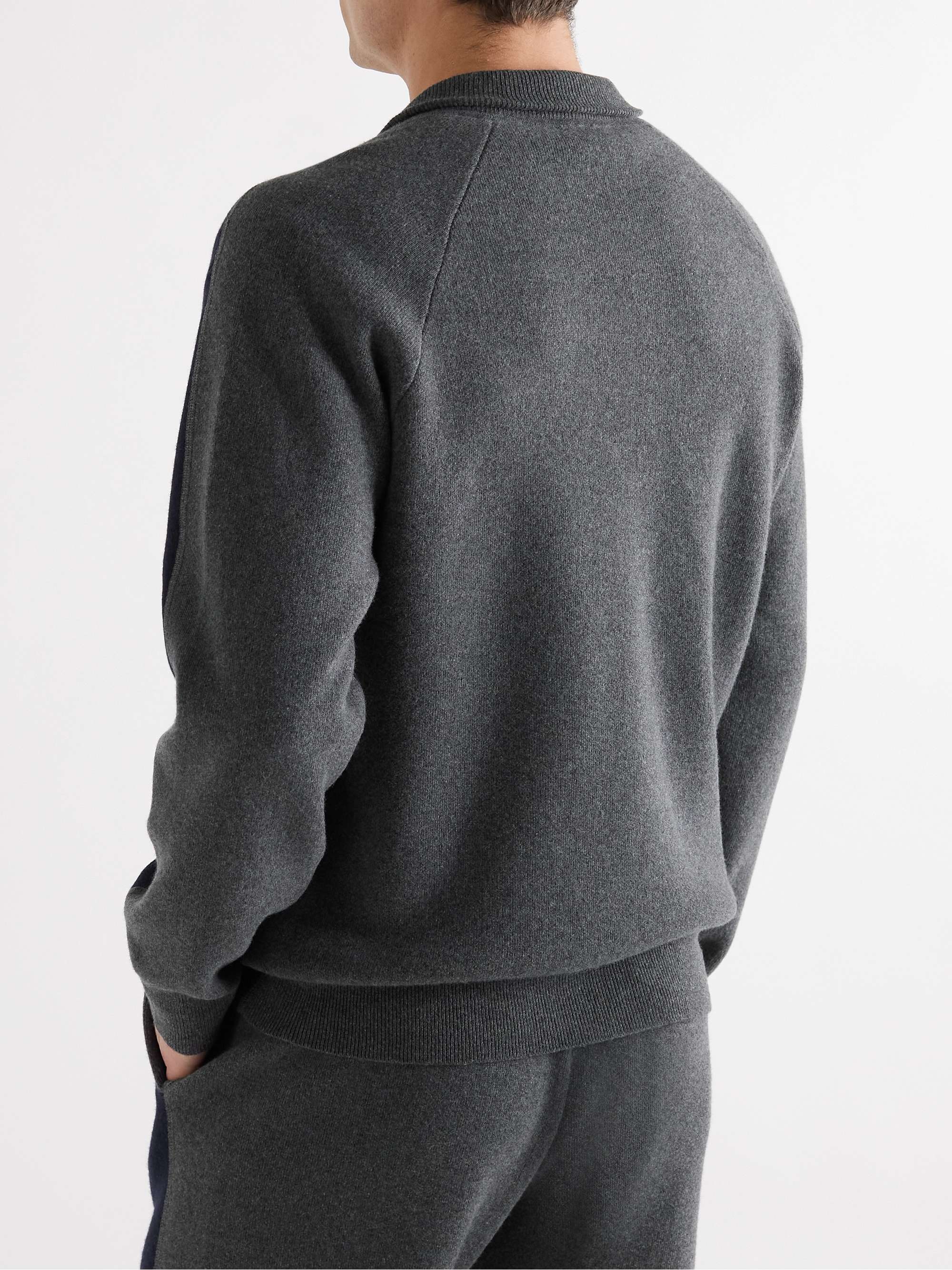THEORY Alcos Colour-Block Wool and Cashmere-Blend Zip-Up Sweatshirt