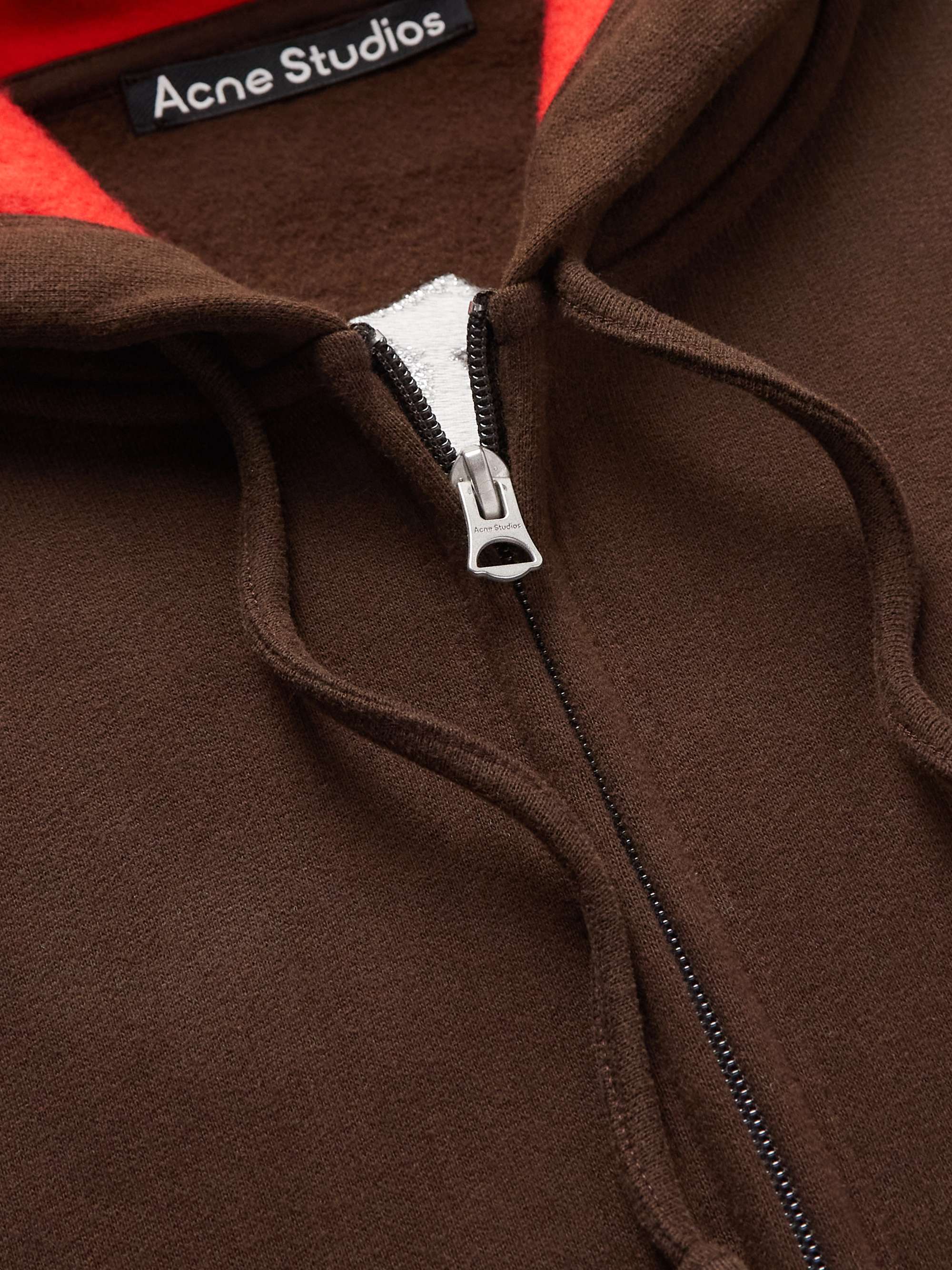 ACNE STUDIOS Logo-Embroidered Colour-Block Cotton-Jersey Zip-Up Hoodie