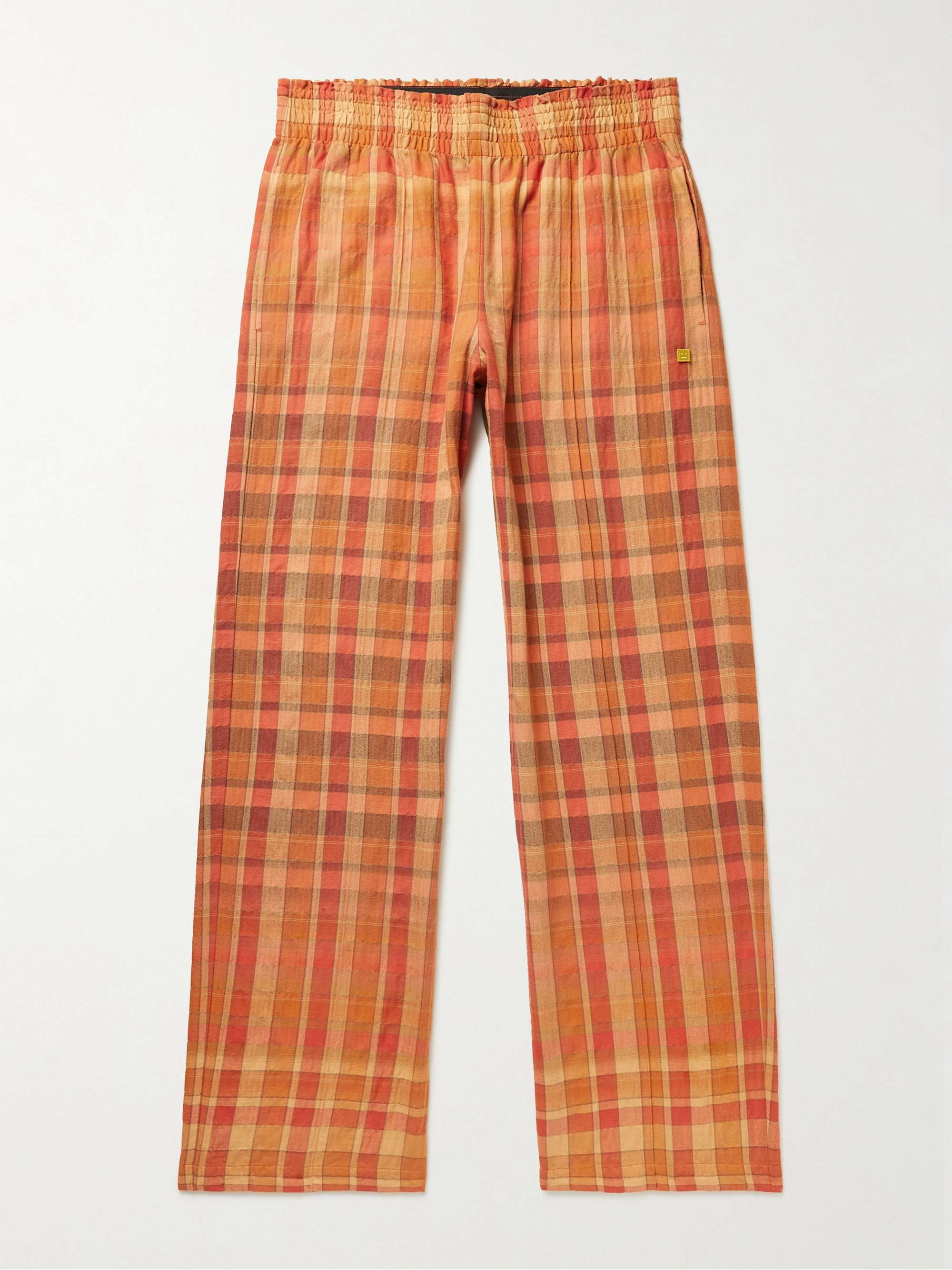 ACNE STUDIOS Wide-Leg Checked Cotton-Blend Flannel Trousers