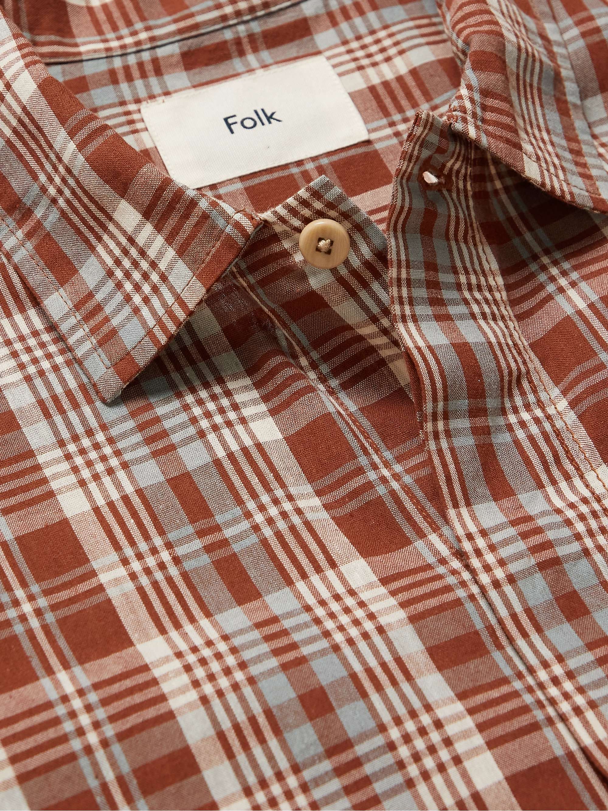 FOLK Checked Cotton and Linen-Blend Shirt