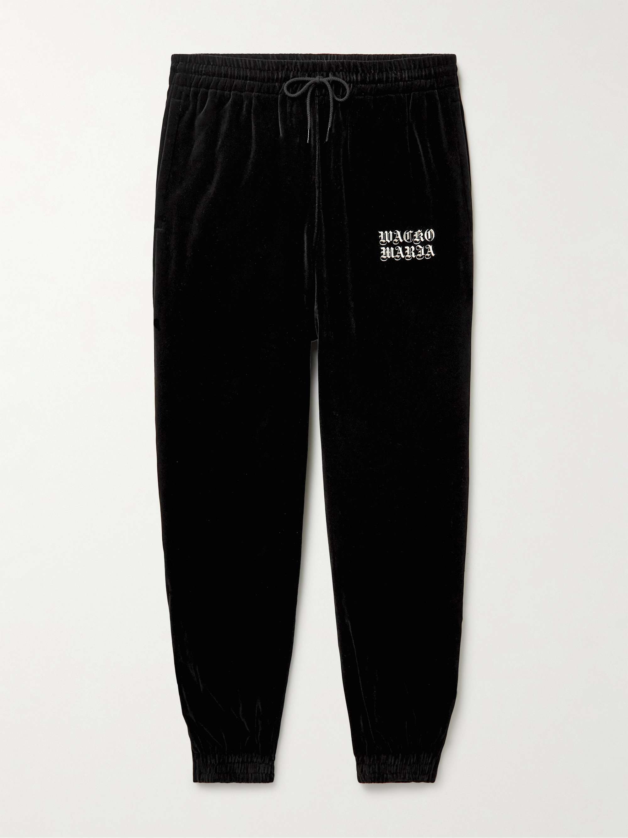 WACKO MARIA Tapered Logo-Embroidered Cotton-Velvet Sweatpants