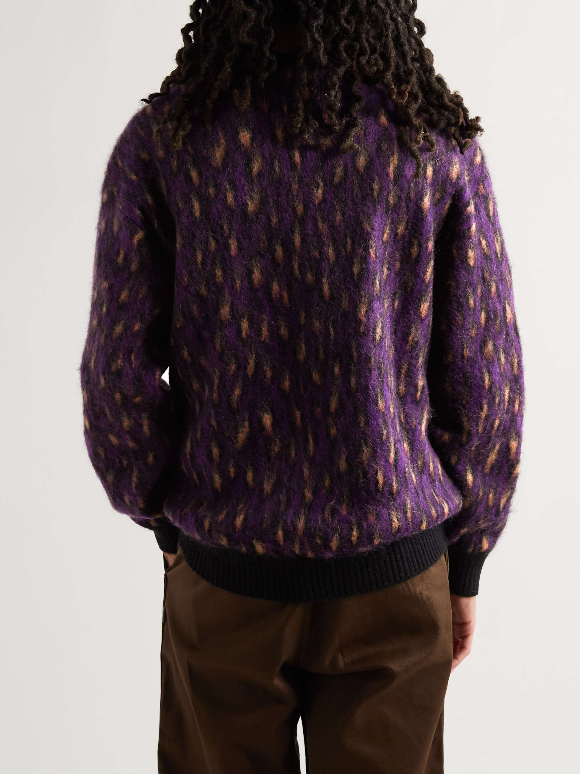 WACKO MARIA Leopard-Print Textured-Knit Sweater