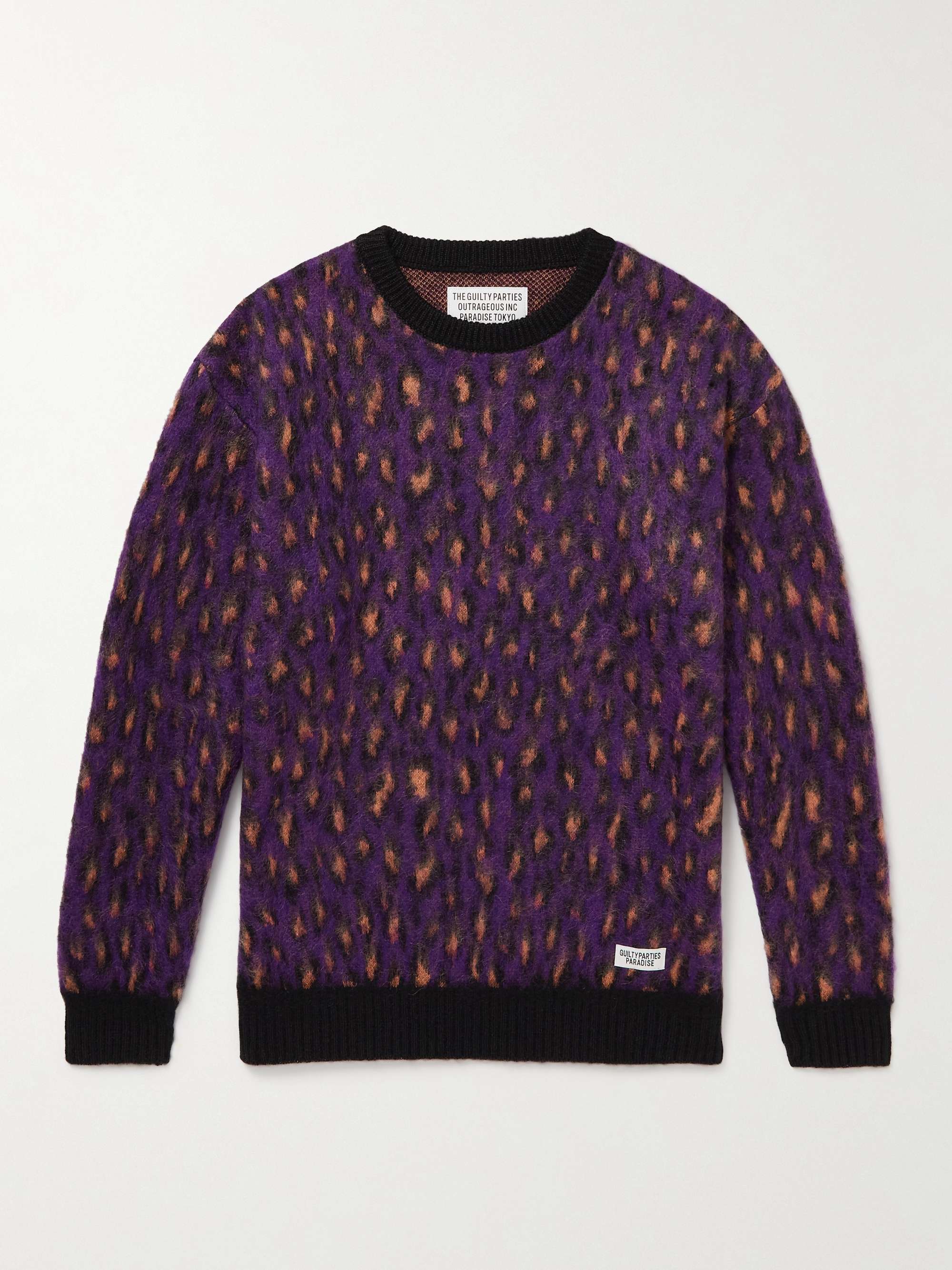 WACKO MARIA Leopard-Print Textured-Knit Sweater