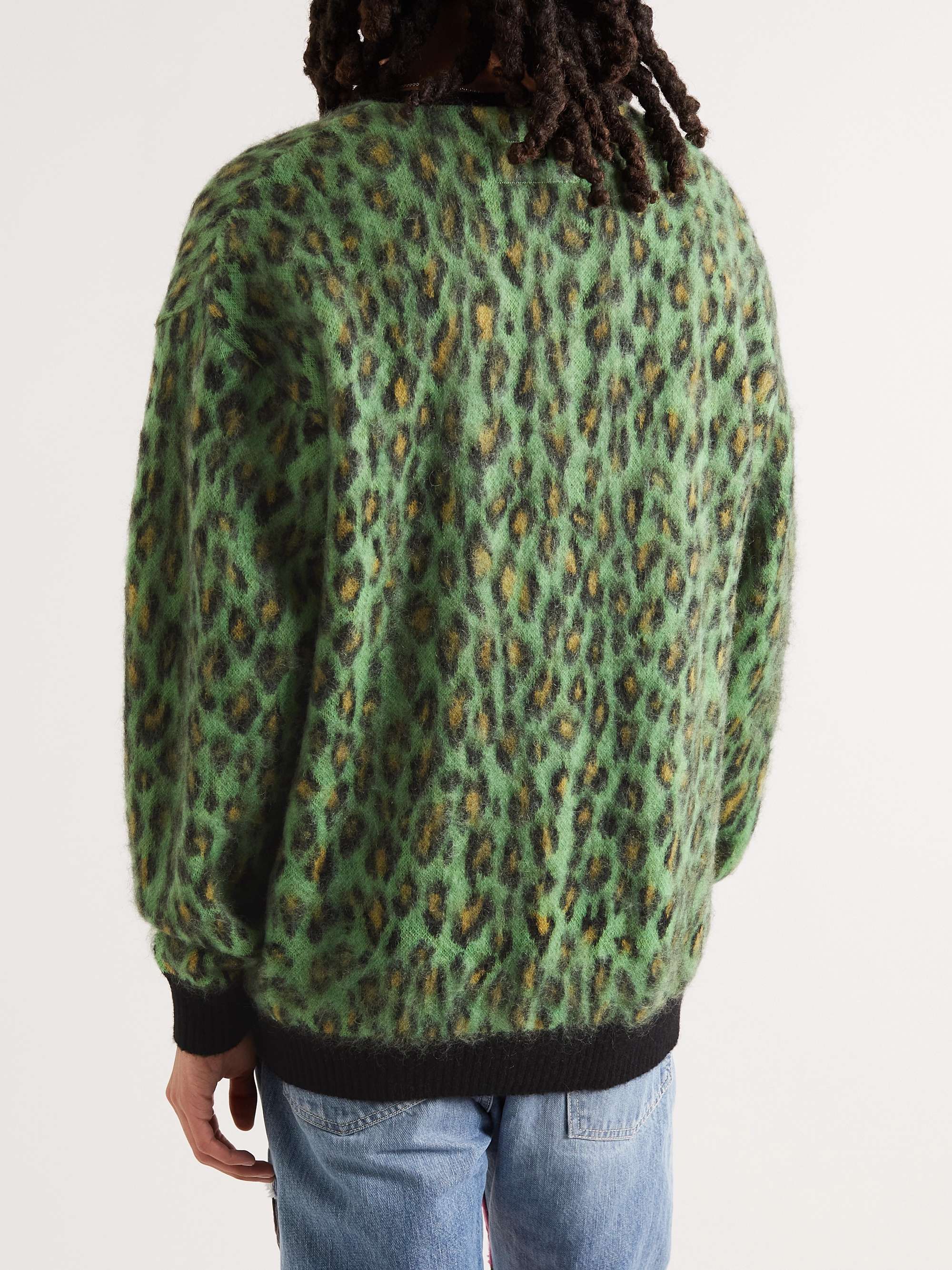 WACKO MARIA Leopard-Jacquard Knitted Cardigan