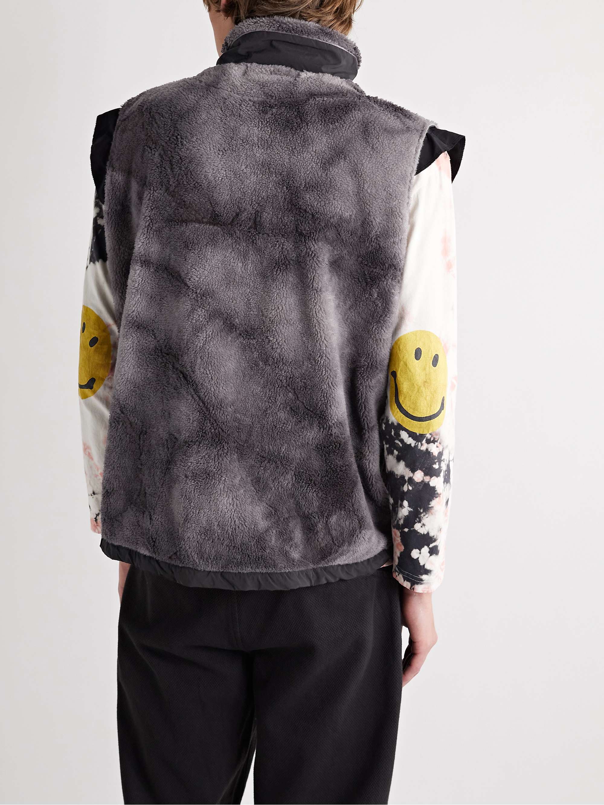 REMI RELIEF Shell-Trimmed Tie-Dyed Fleece Gilet