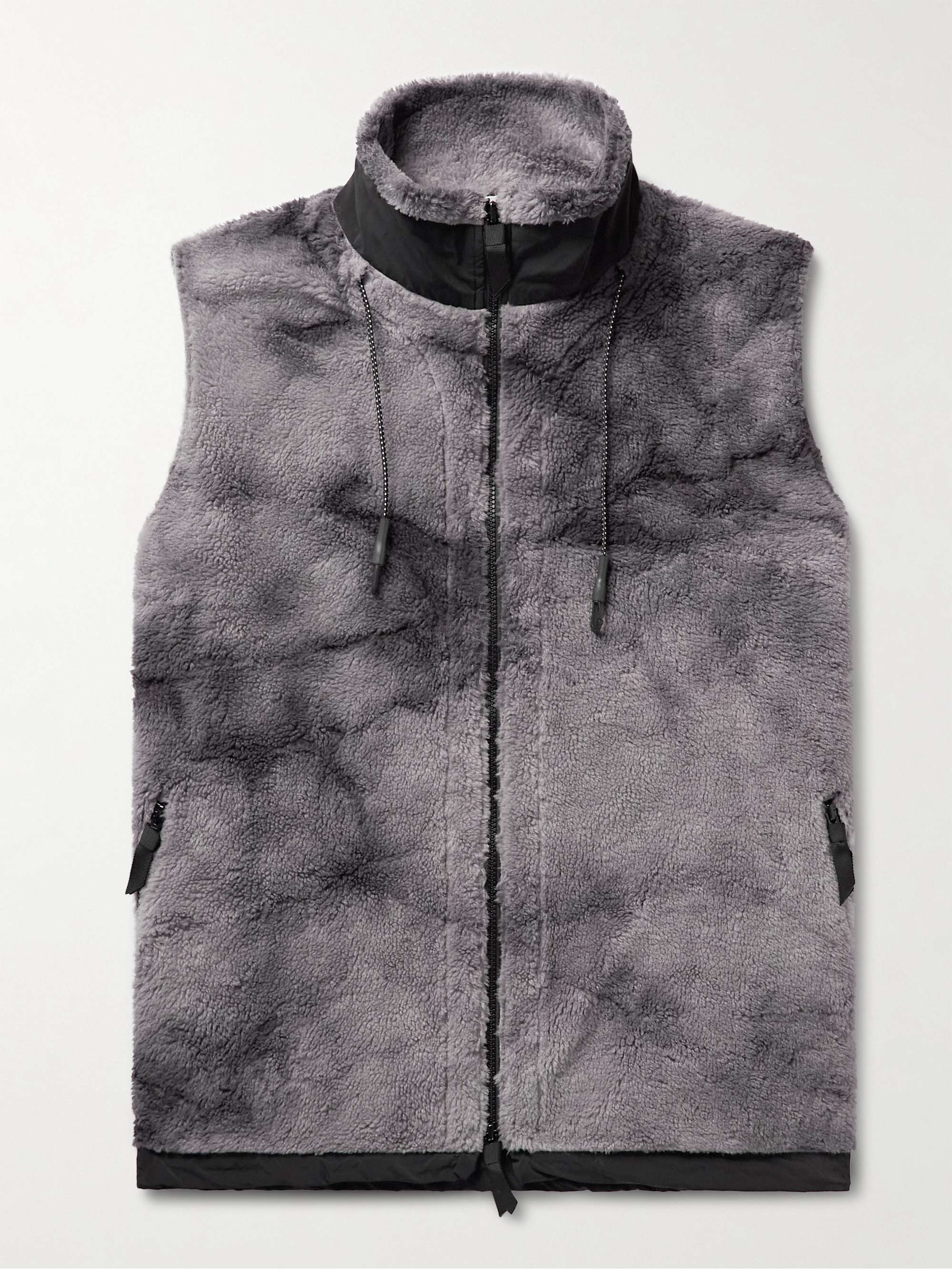 REMI RELIEF Shell-Trimmed Tie-Dyed Fleece Gilet