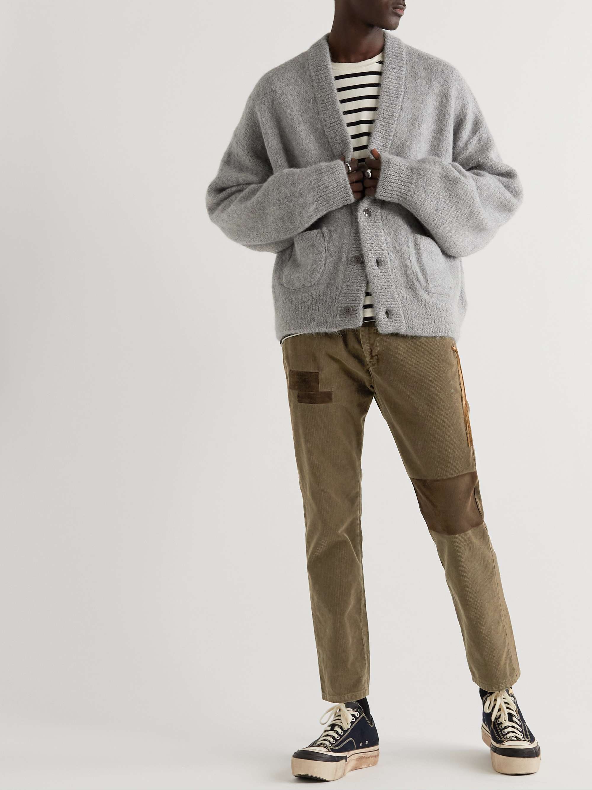 Slim-Fit Patchwork Cotton-Blend Corduroy Drawstring Trousers