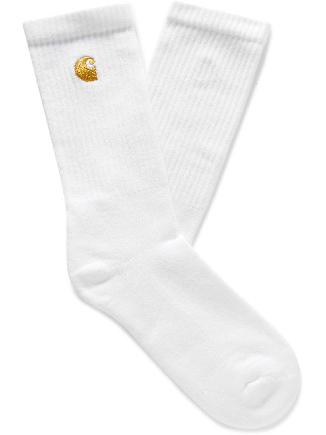 CARHARTT CHASE LOGO-EMBROIDERED RIBBED COTTON-BLEND SOCKS