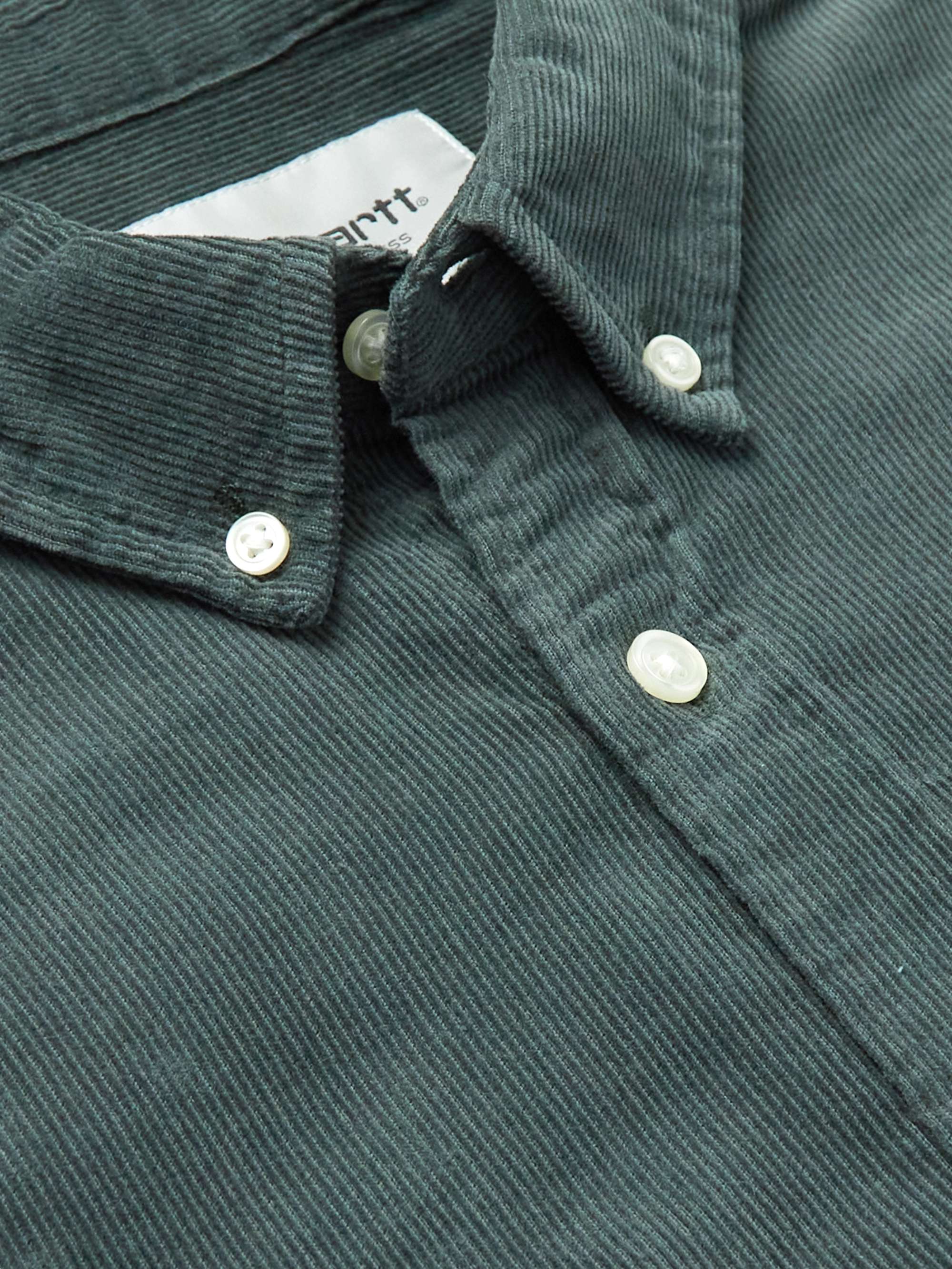 CARHARTT WIP Madison Button-Down Collar Logo-Embroidered Cotton-Corduroy Shirt