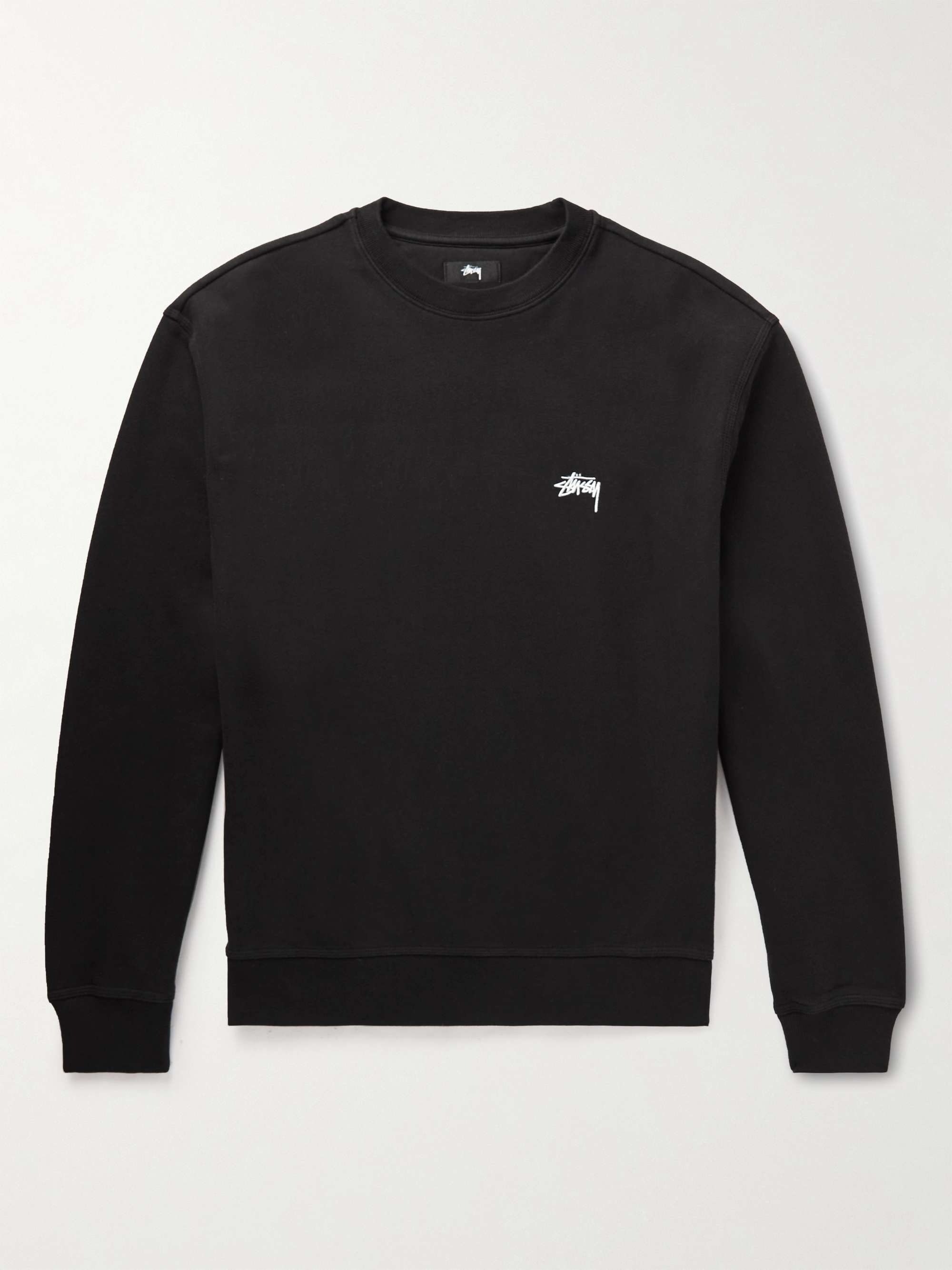 STÜSSY Logo-Embroidered Cotton-Jersey Sweatshirt