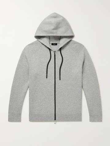 THEORY Jago Stretch-Knit Zip-Up Hoodie
