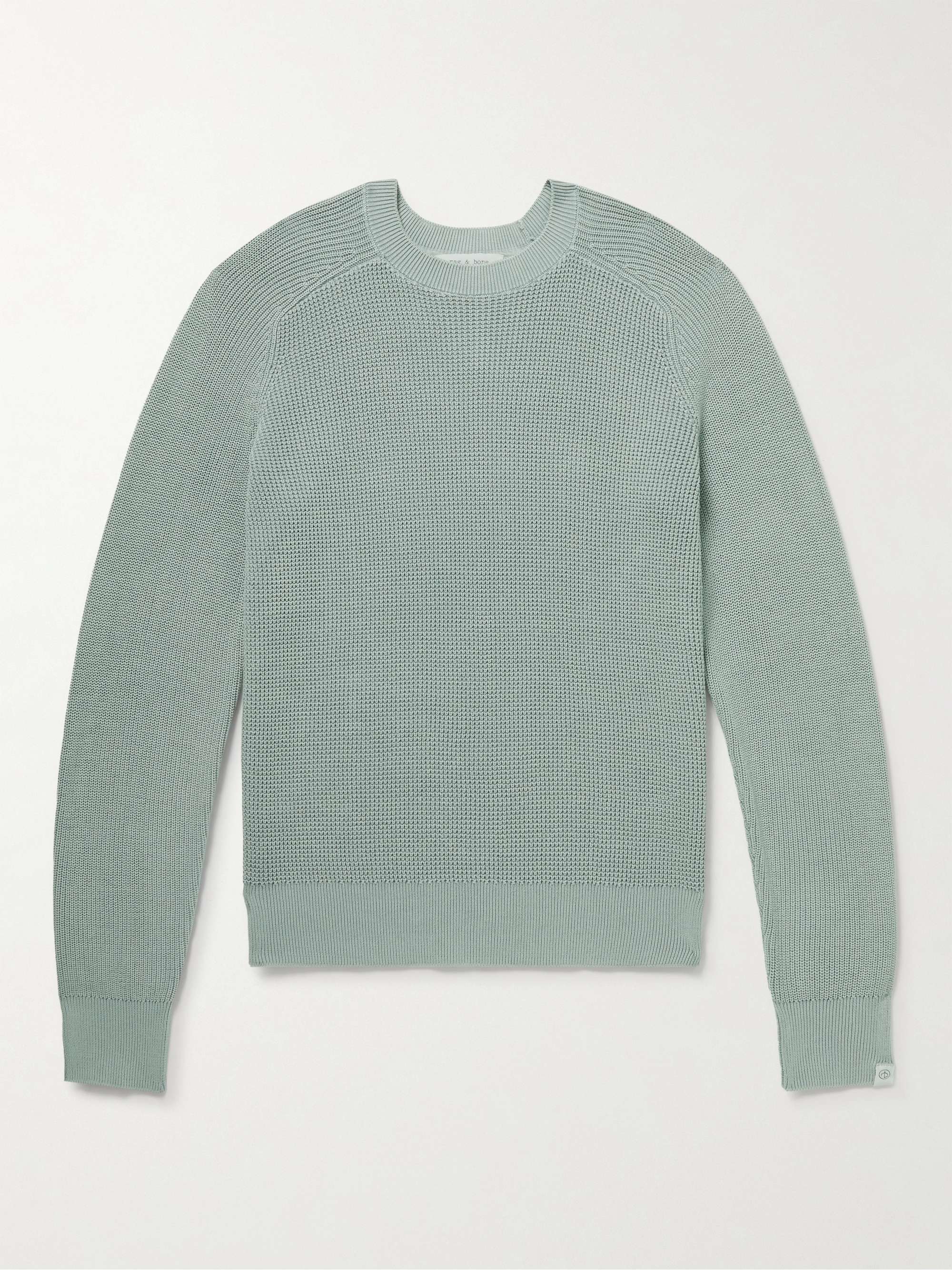 RAG & BONE Dexter Twill-Trimmed Ribbed Cotton Sweater
