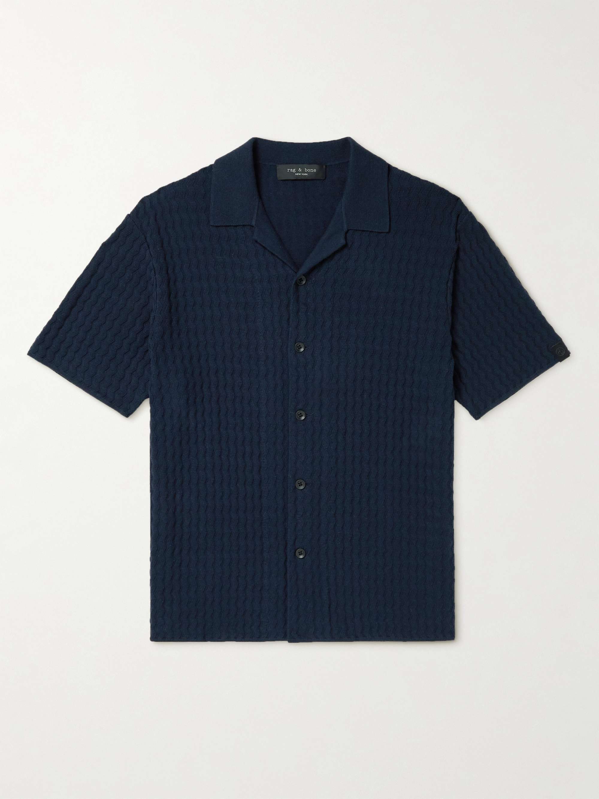RAG & BONE Avery Camp-Collar Ribbed Cotton Shirt