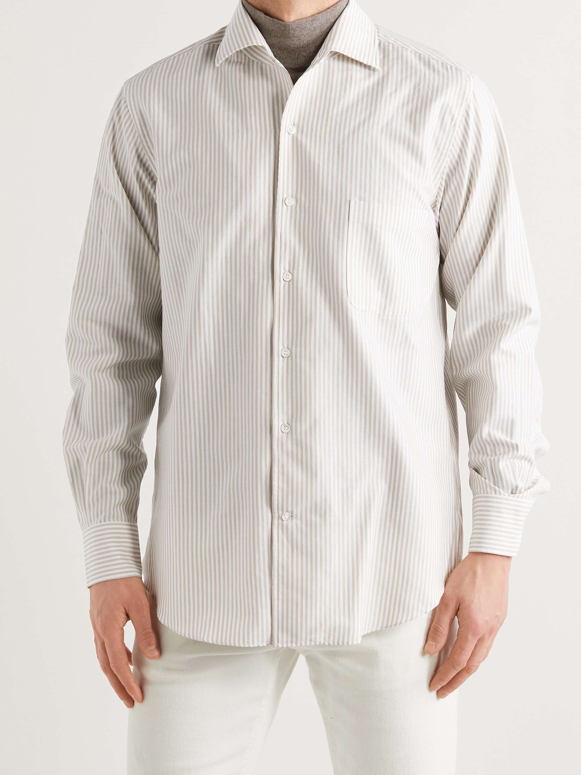 White André Striped Cotton-Poplin Oxford Shirt | LORO PIANA | MR PORTER