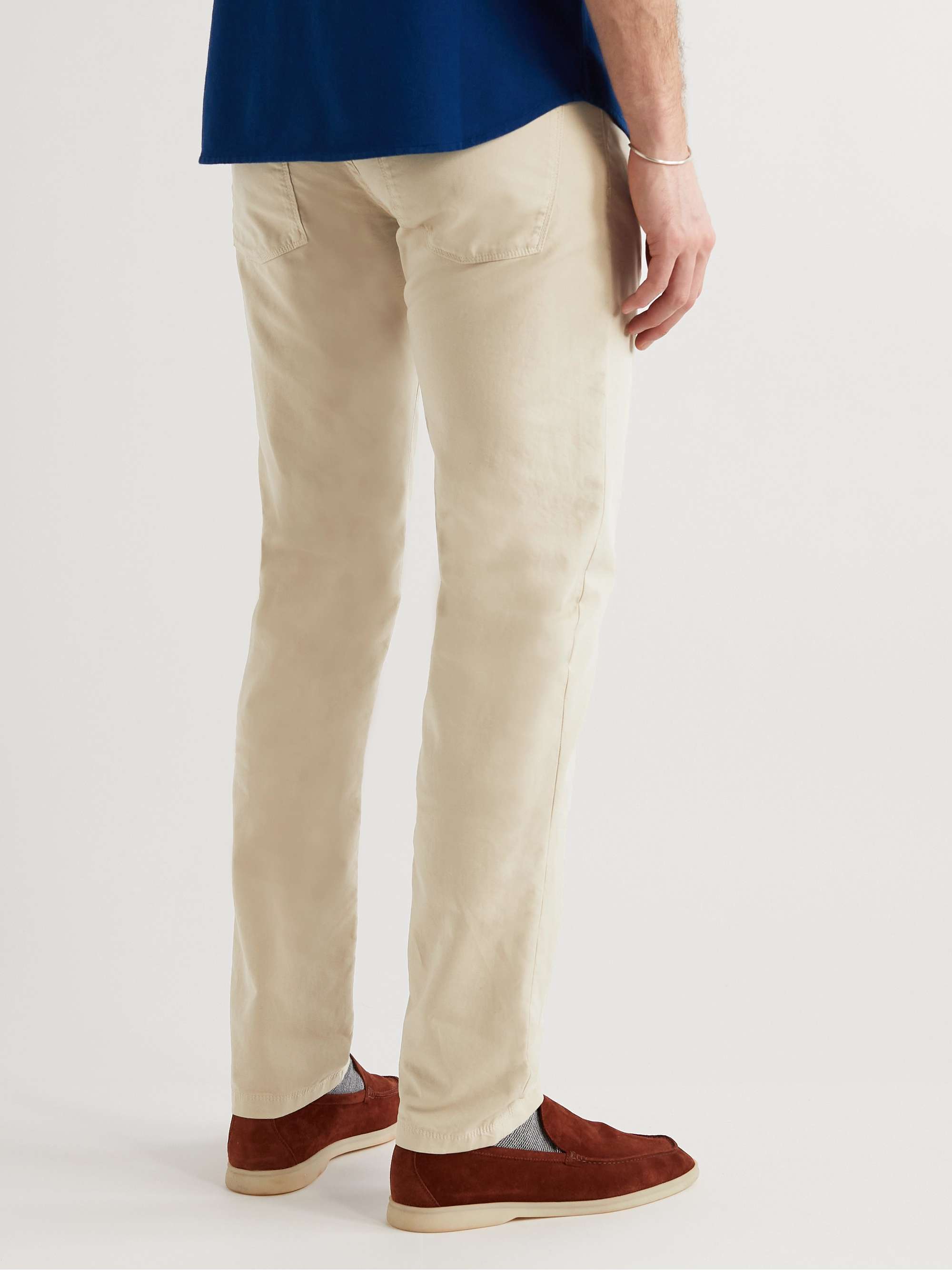 Slim-Fit Garment-Dyed Cotton-Blend Trousers