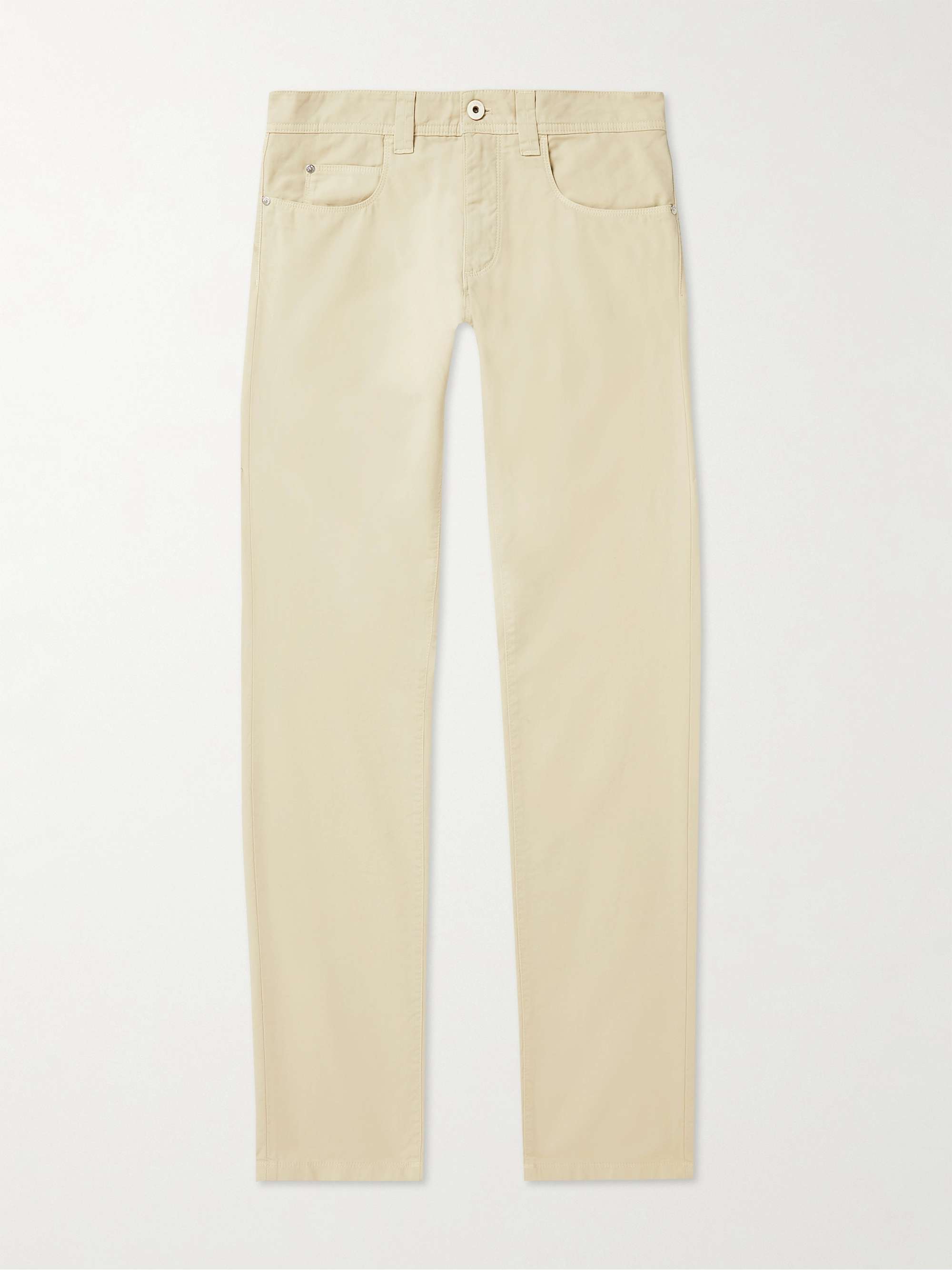 LORO PIANA Slim-Fit Garment-Dyed Cotton-Blend Trousers