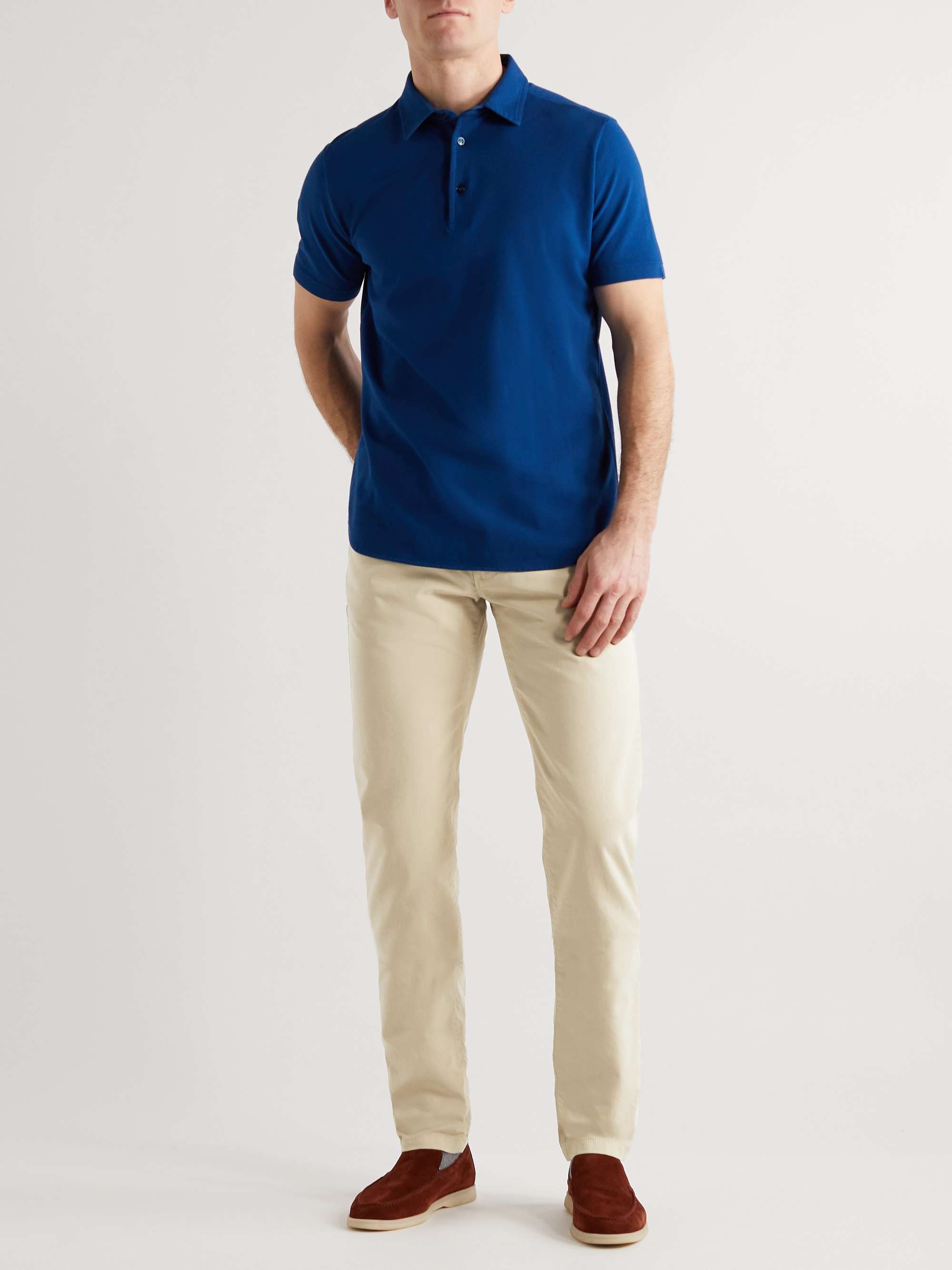 LORO PIANA Slim-Fit Garment-Dyed Cotton-Blend Trousers