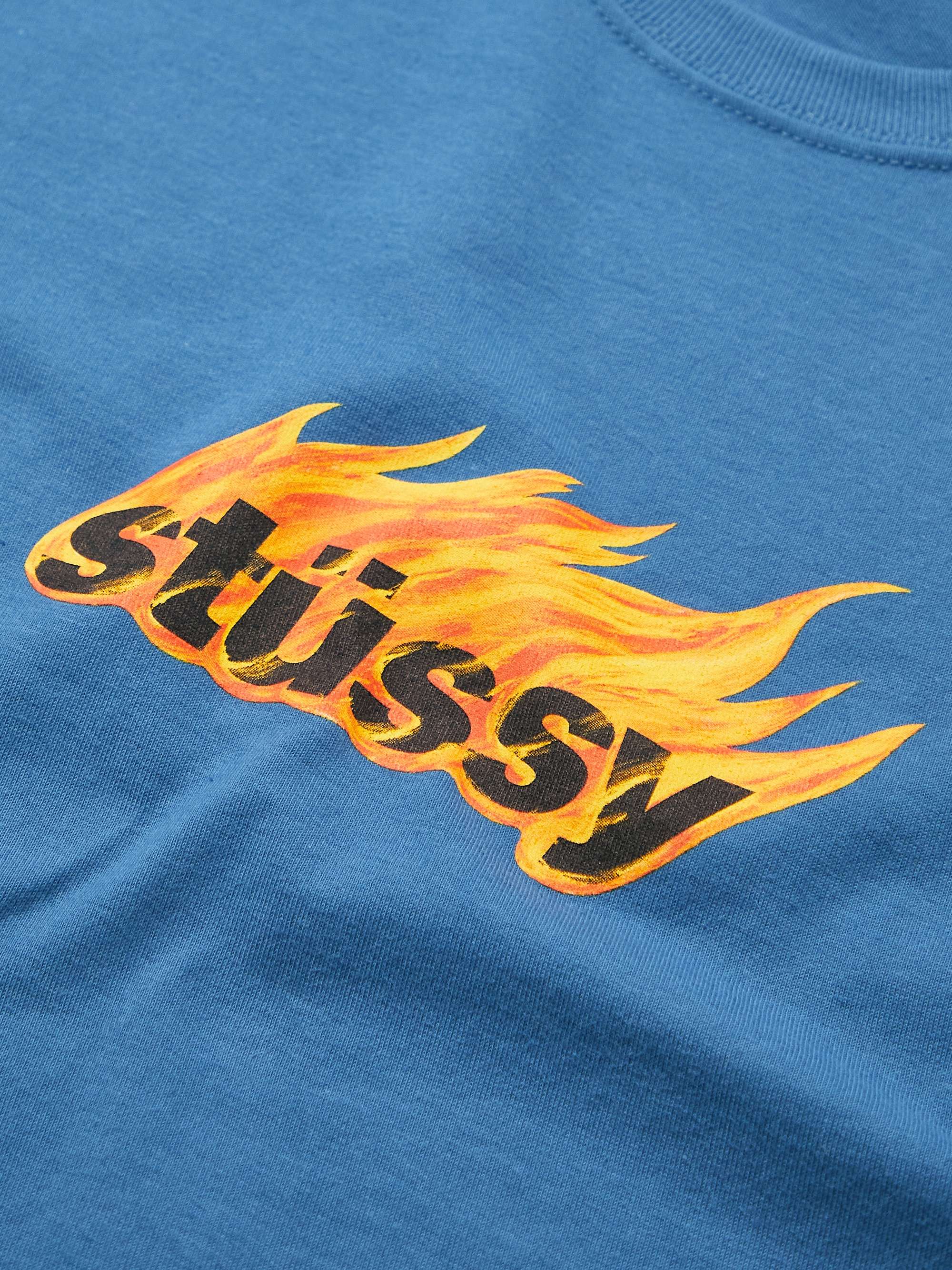 STÜSSY Flames Logo-Print Cotton-Jersey T-shirt