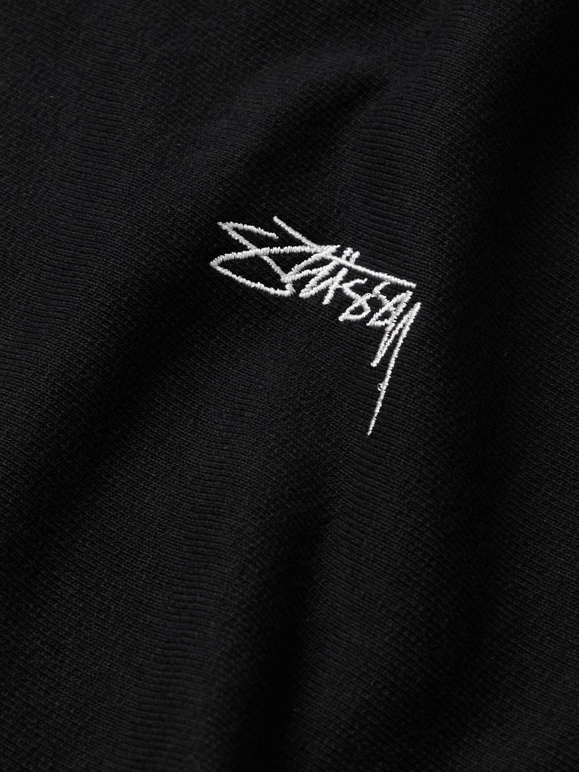 STÜSSY Logo-Embroidered Cotton-Jersey Hoodie