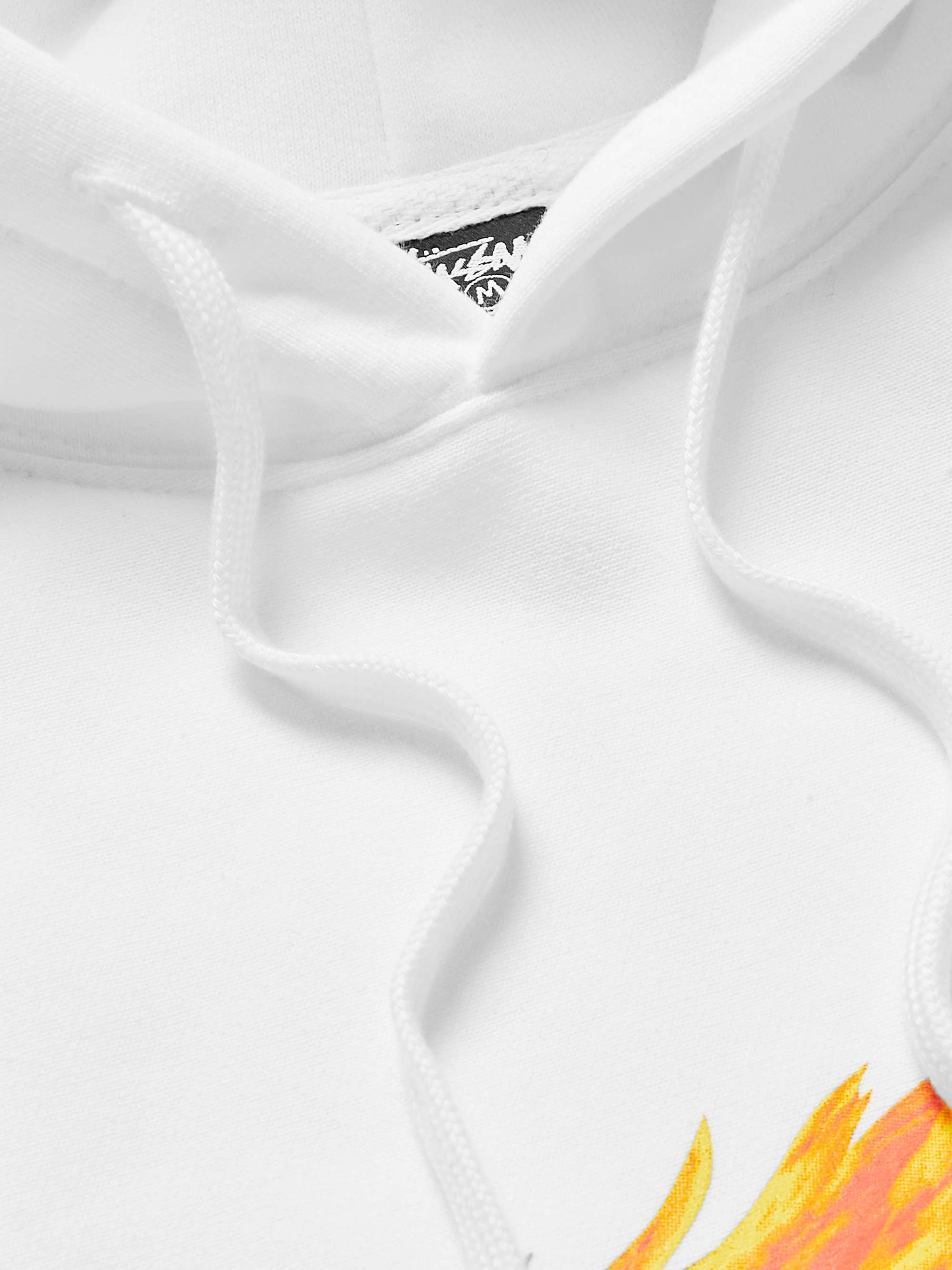 STÜSSY Flames Logo-Print Cotton-Blend Jersey Hoodie