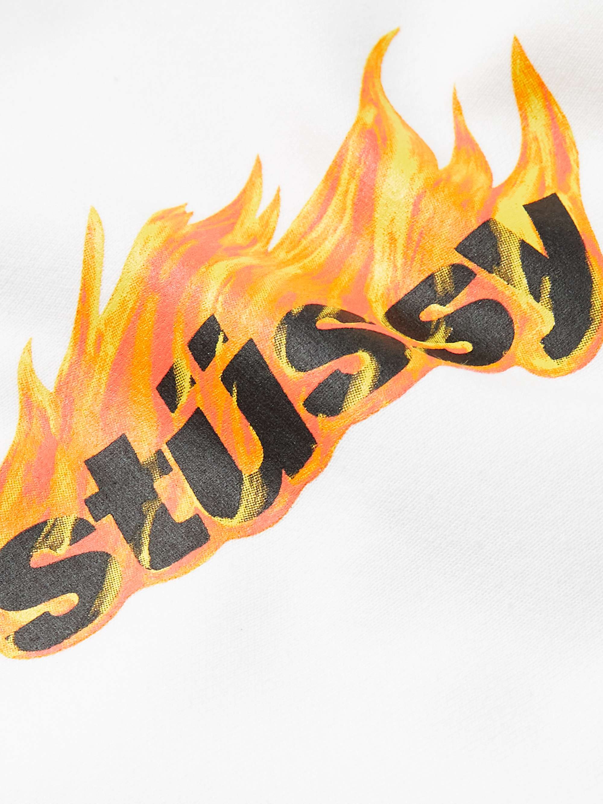 STÜSSY Flames Logo-Print Cotton-Blend Jersey Hoodie