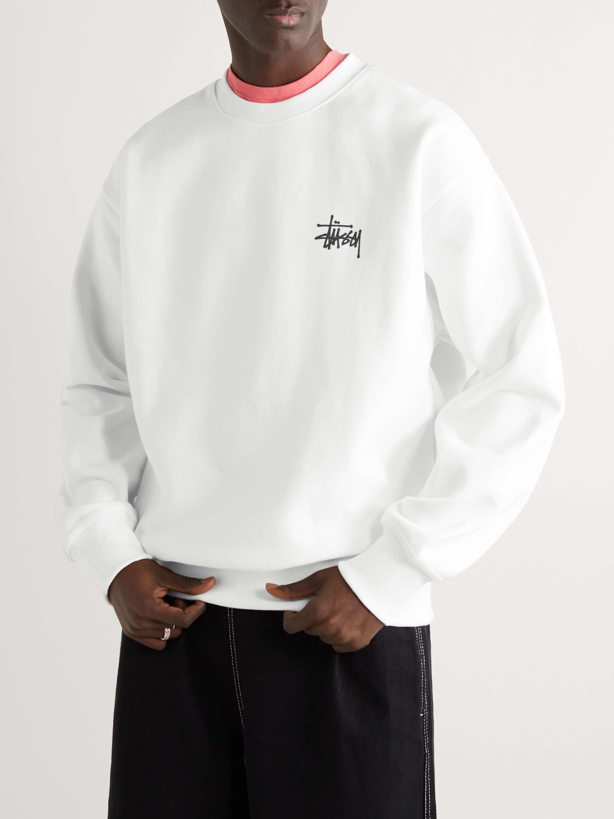 STÜSSY Logo-Print Cotton-Blend Jersey Sweatshirt
