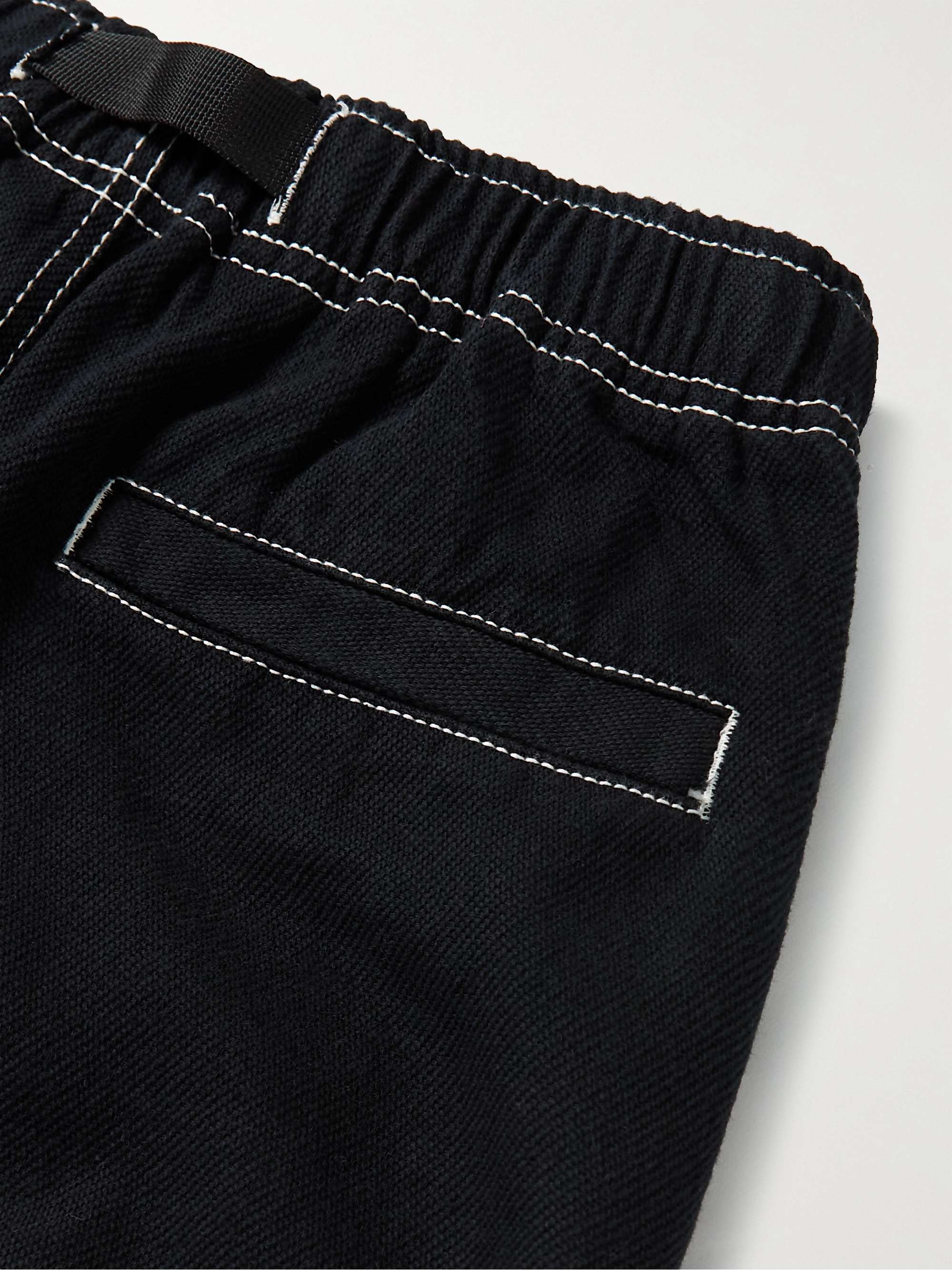 STÜSSY Wide-Leg Belted Logo-Embroidered Cotton-Twill Shorts