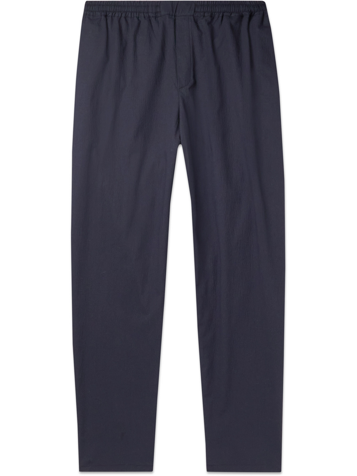 A Kind Of Guise Banasa Straight-leg Stretch-cotton Seersucker Trousers In Blue