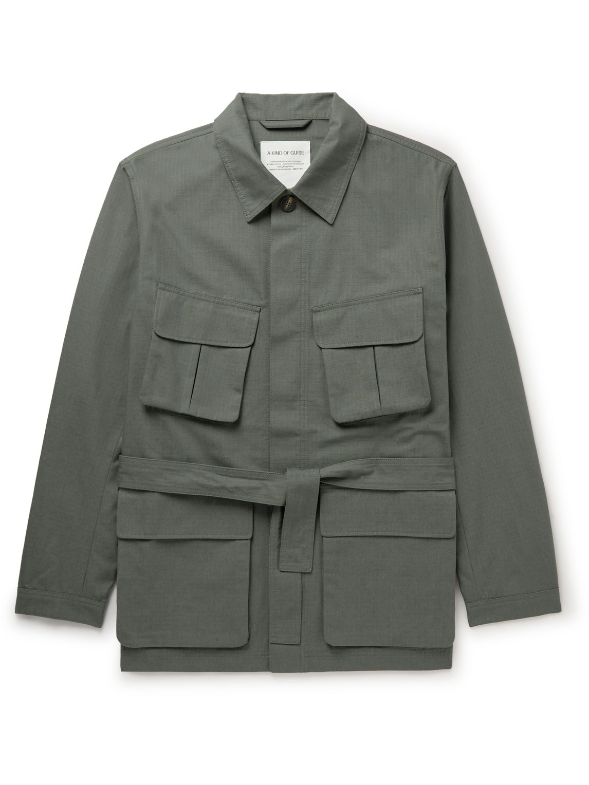 A Kind Of Guise Tamales Belted Cotton-ripstop Jacket In Green