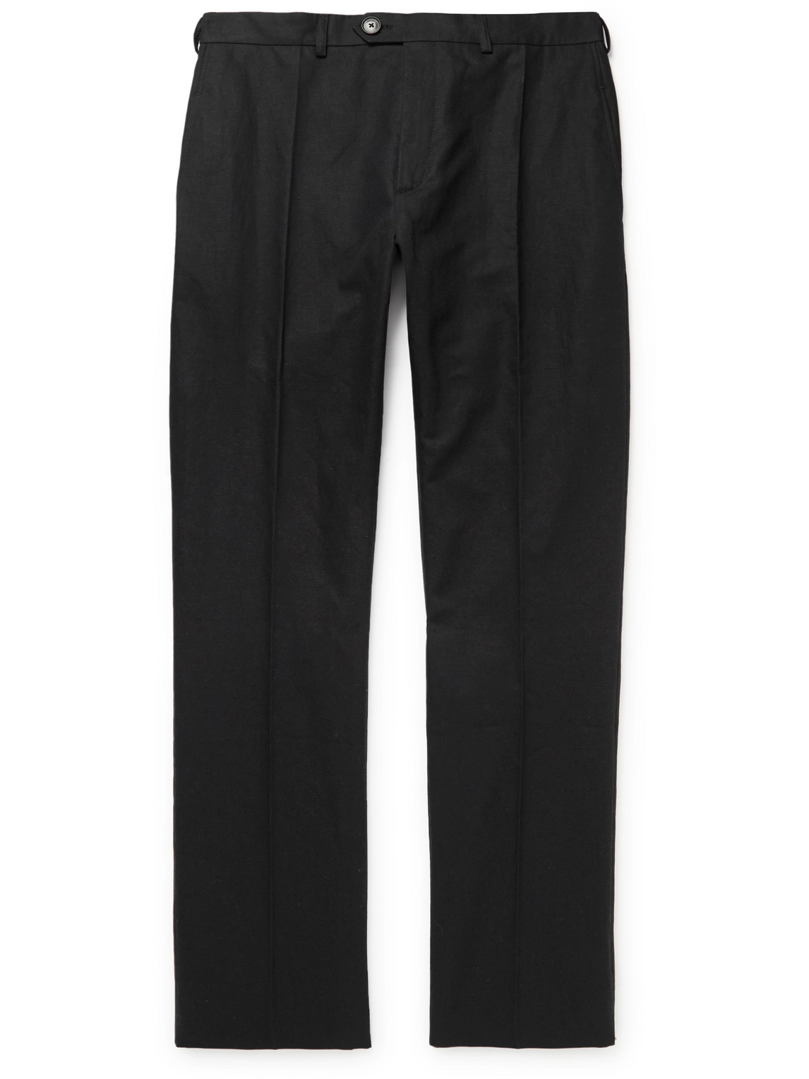 A Kind Of Guise Straight-leg Cotton And Linen-blend Trousers In Black