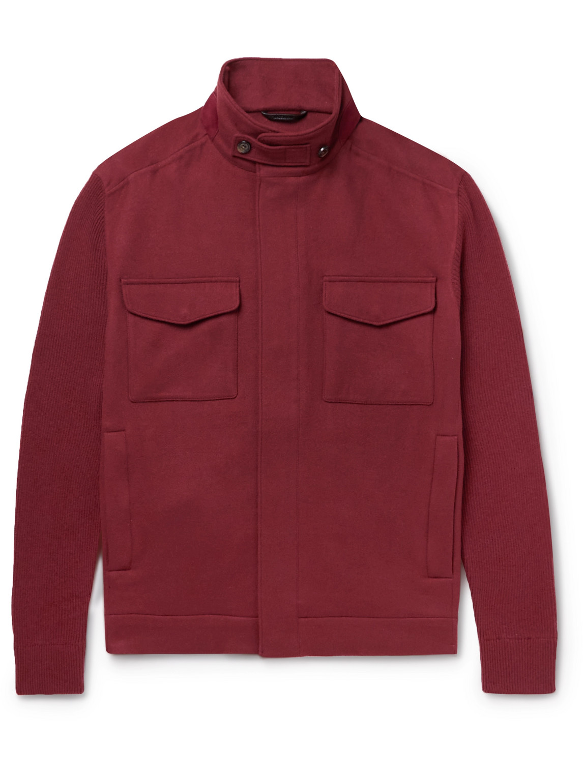 Loro Piana Traveller Cashmere And Ribbed-knit Jacket In Red