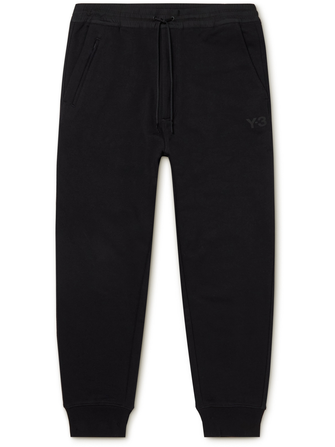 Y-3 SHELL-TRIMMED LOGO-PRINT COTTON-JERSEY TRACK PANTS
